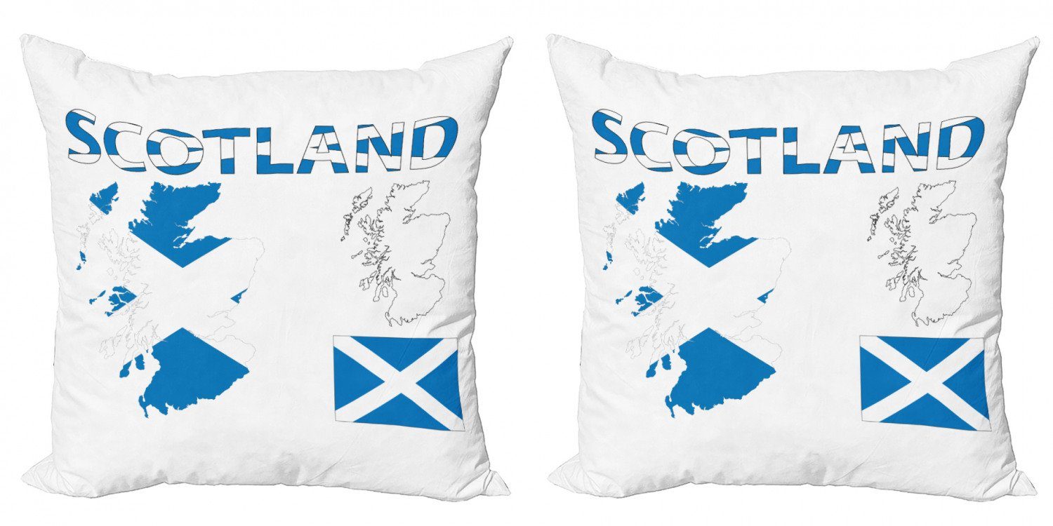 Kissenbezüge Modern Accent Doppelseitiger Digitaldruck, Abakuhaus (2 Stück), Schottland Landkarte und die Flagge