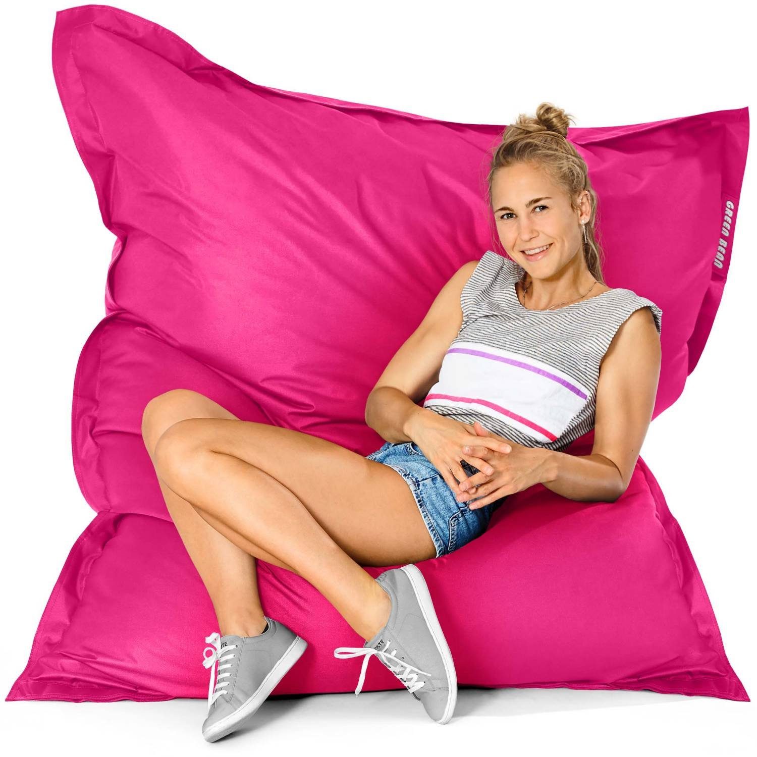 Bag Bean 140x180cm Pink & Draußen Liter Outdoor 380 Erwachsene Kinder Groß Riesensitzsack Green Perlen Bean Sitzsack Lounge (XXL Wetterfest EPS Liegekissen), Füllung, Bodenkissen Waschbar Square Sitzkissen