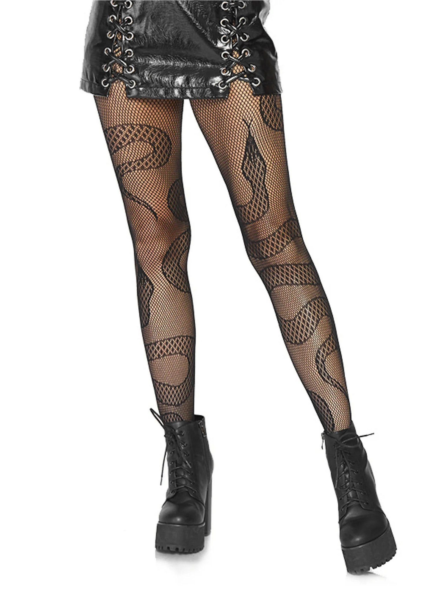 Leg Avenue Strumpfhose Schlangen Strumpfhose - Karneval Faschingskostüm (1 St) Fishnet Tights mit großem Schlangenmuster