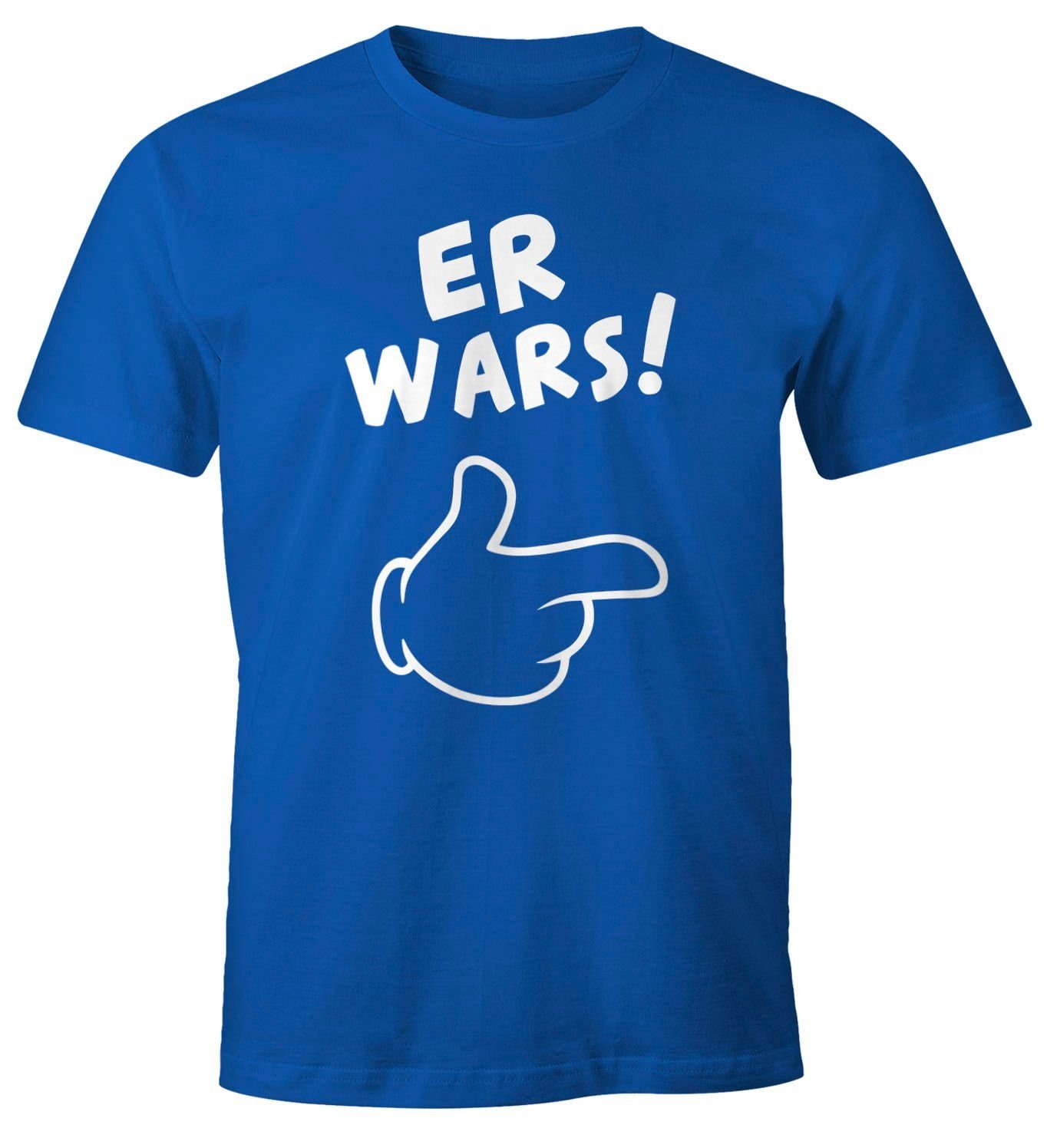 MoonWorks Print-Shirt Herren T-Shirt Er Hand wars Moonworks® Fun-Shirt Print Spruch Comic mit blau