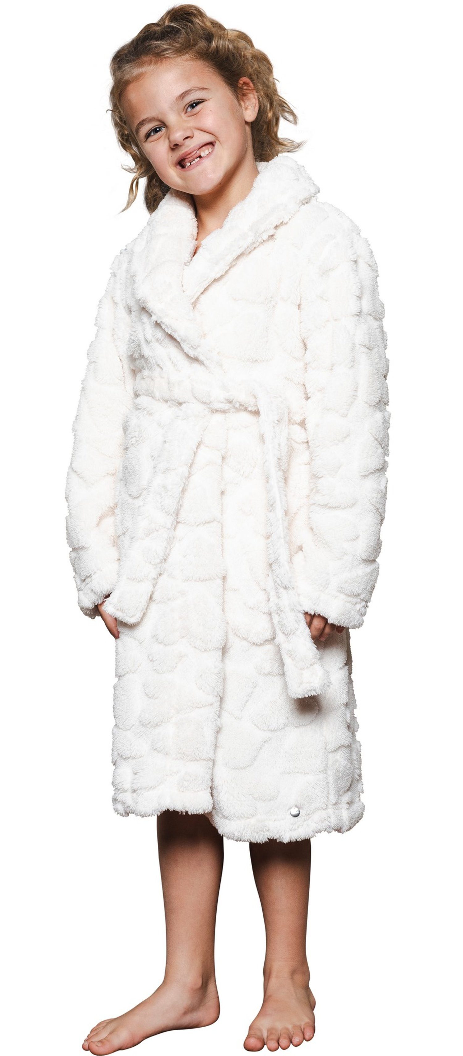 Rebelle Kinderbademantel Mädchen Bademantel kuschelig, Polyester, Schalkragen, Gürtel, flauschig