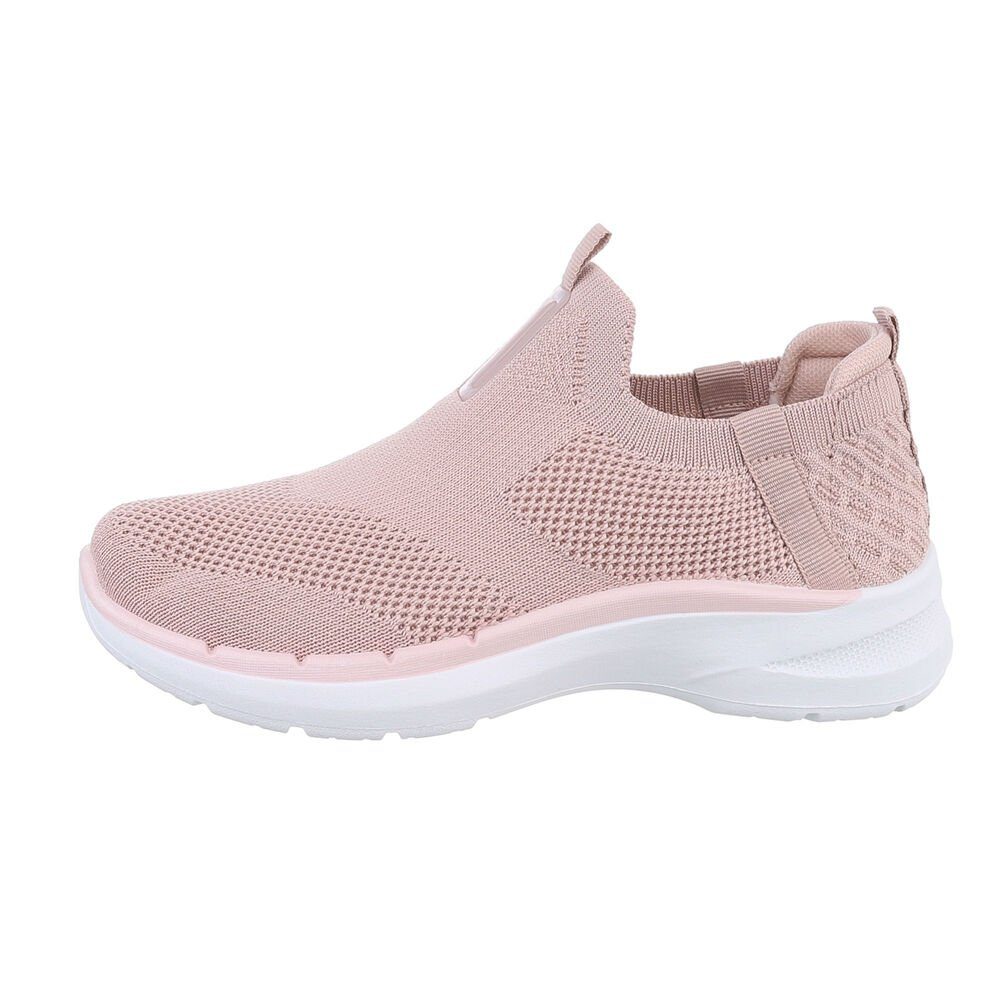 Ital-Design Damen Low-Top Freizeit Sneaker Flach Sneakers Low in Altrosa