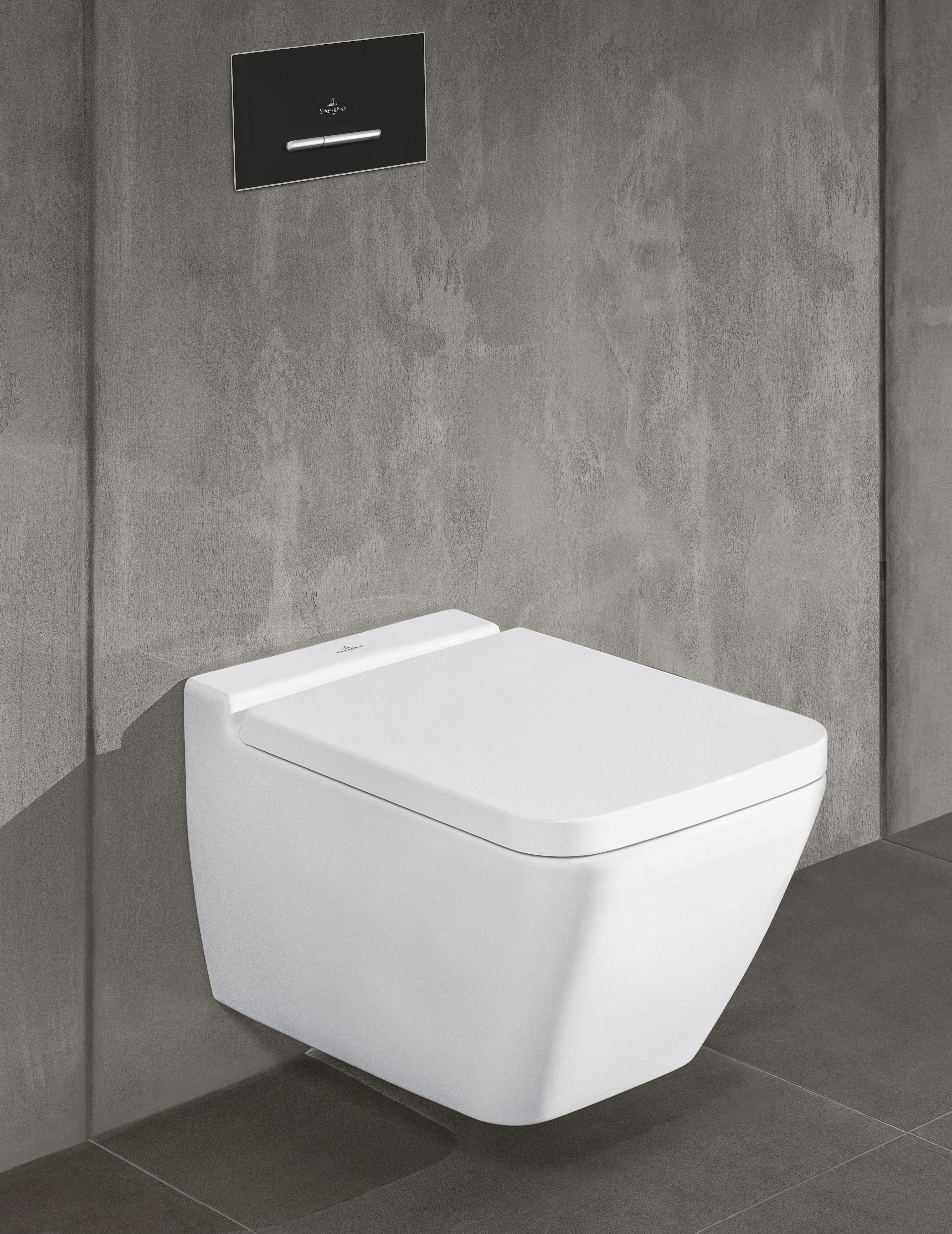 Villeroy & Boch WC-Sitz Finion, Toilettendeckel mit Absenkautomatik, aus Duroplast, eckig, Weiß Alpin