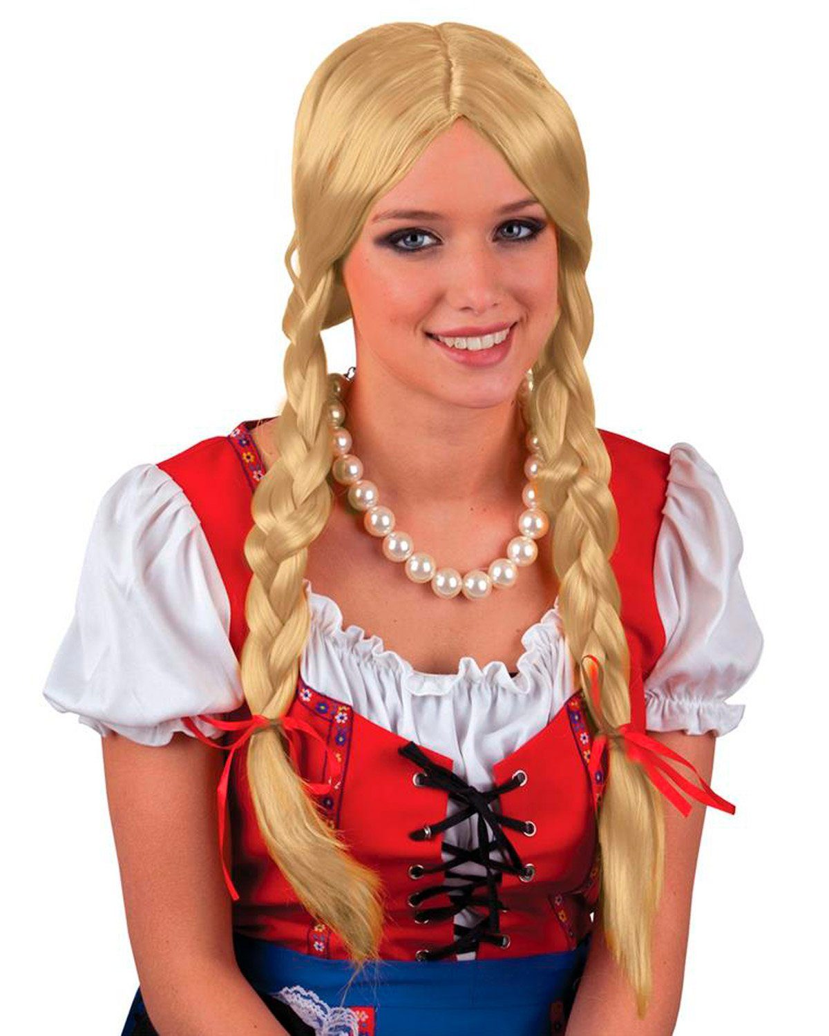 Funny Fashion Kostüm-Perücke Perücke 'Heidi' mit geflochtenen Zöpfen, Blond