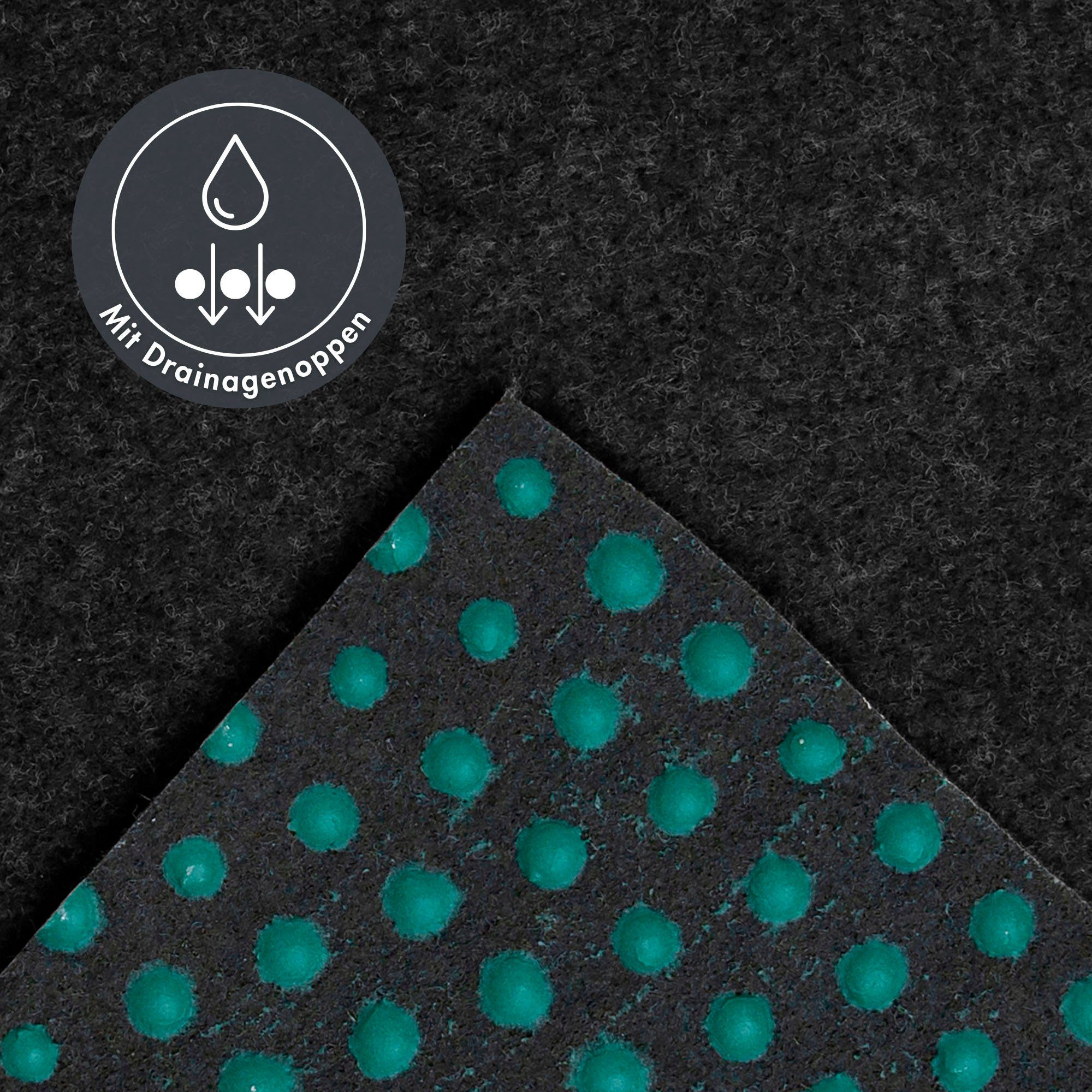 Andiamo Kunstrasen Edinburgh, Gesamthöhe 4 mm, Made in Netherlands, rechteckig, aus Nadelfilz, mit Drainagenoppen, für Balkon, Terasse, Wintergarten