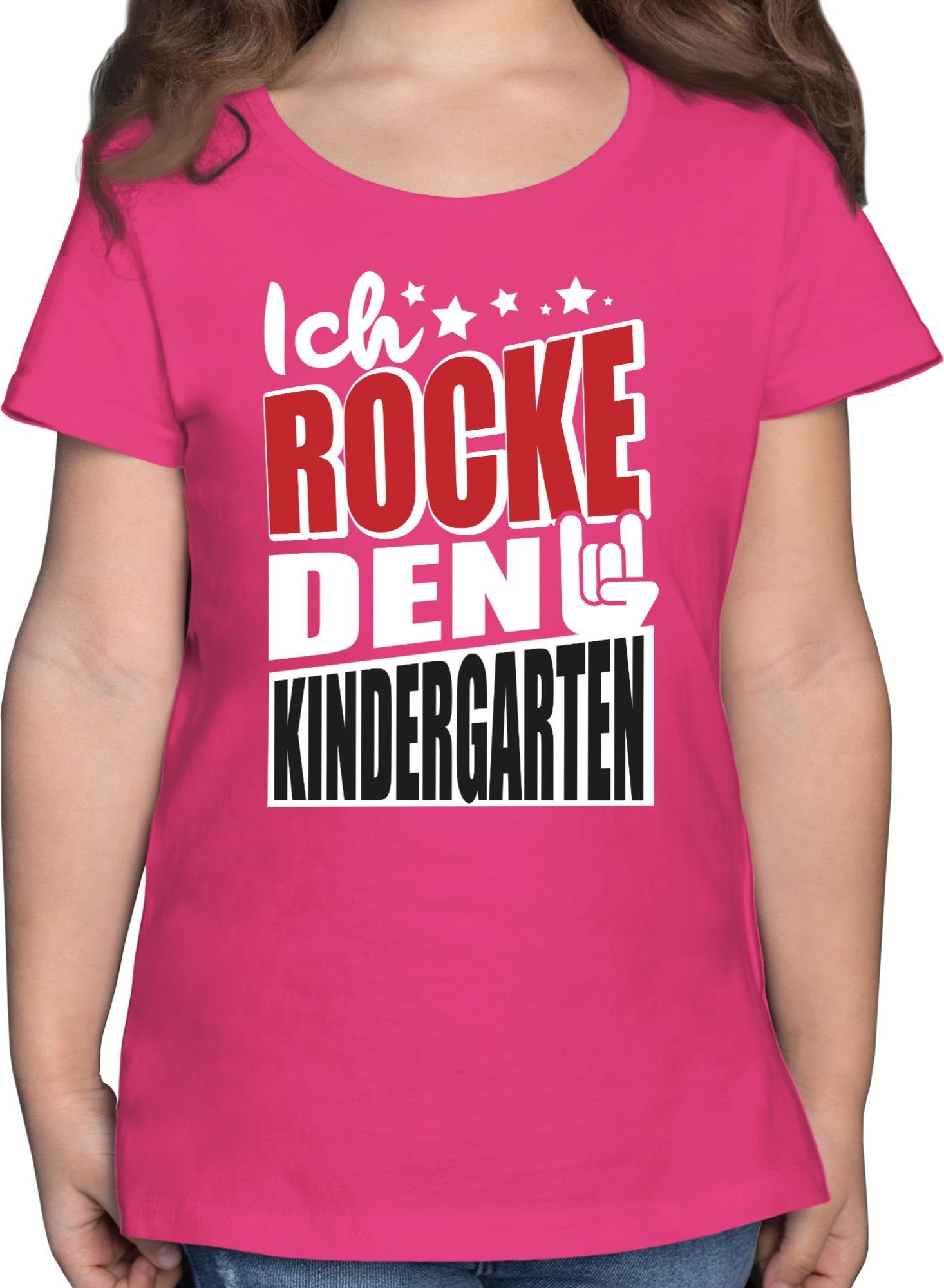 Shirtracer T-Shirt Ich rocke den 1 Kindergarten Hallo Fuchsia Kindergarten