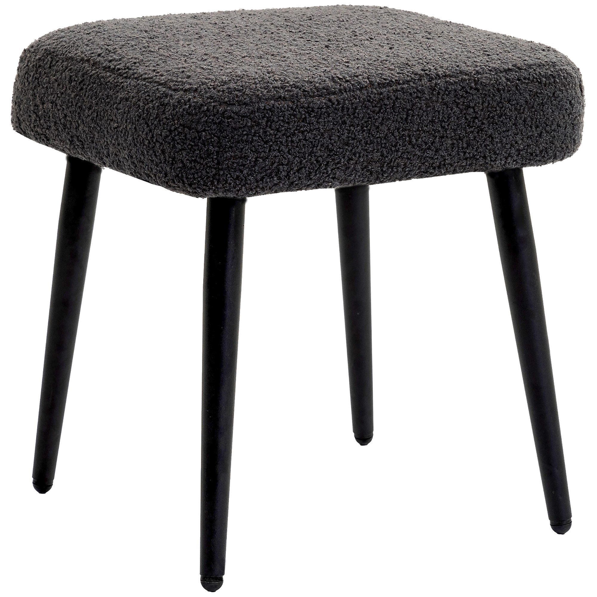 HOMCOM Fußhocker Hocker mit weichem Sitzkissen, Stahlbeinen, Polsterhocker Ottoman (Hocker, 1 St., Sitzhocker), für Schlafzimmer, Stahlbeine, Dunkelgrau – Bild 2 von 5