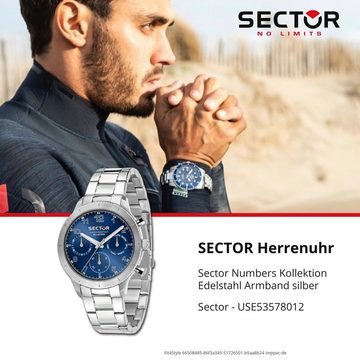 Sector Multifunktionsuhr Sector Herren Armbanduhr Multifunkt, (Multifunktionsuhr), Herrenuhr rund, groß (ca. 45mm), Edelstahlarmband, Fashion-Style