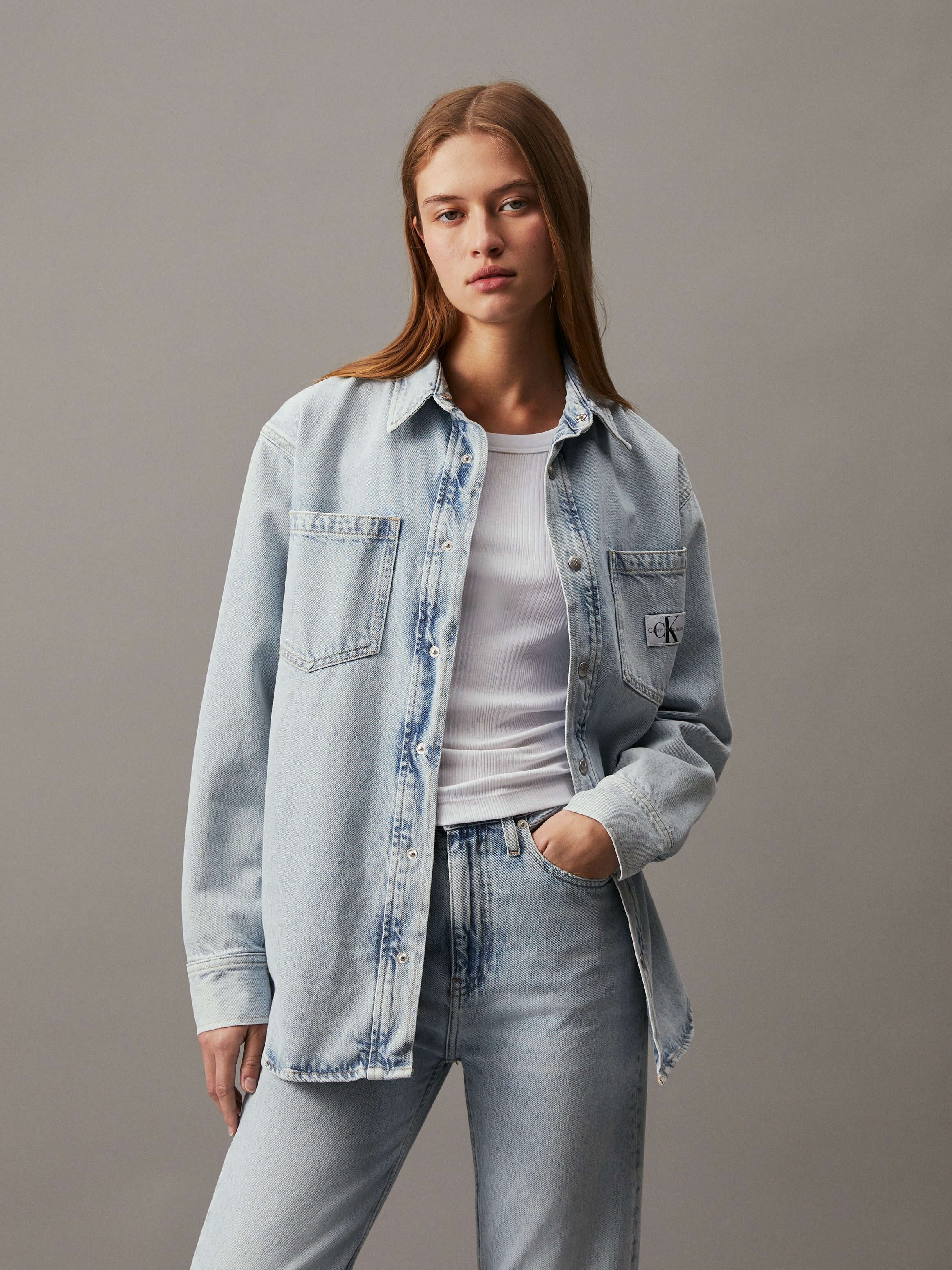 Calvin Klein Jeans Jeanshemd DAD DENIM SHIRT mit Logopatch