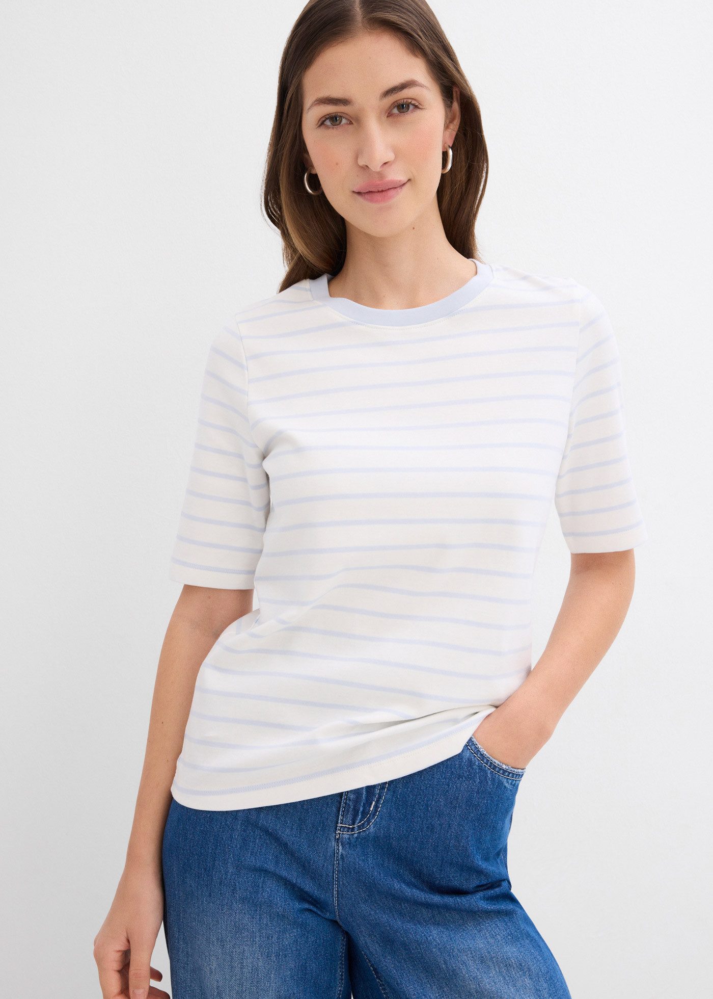 bonprix T-Shirt Halbarm, aus reiner Baumwolle