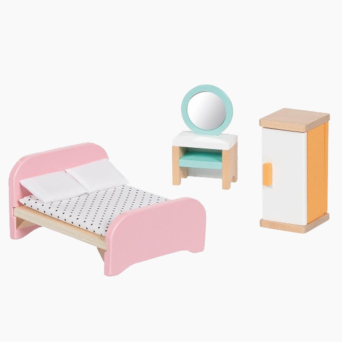 goki Puppenhausmöbel Puppenmöbelserie Copenhagen Schlafzimmer (packung, 6tlg., spar packung), Lieferumfang: 6 Puppenmöbel