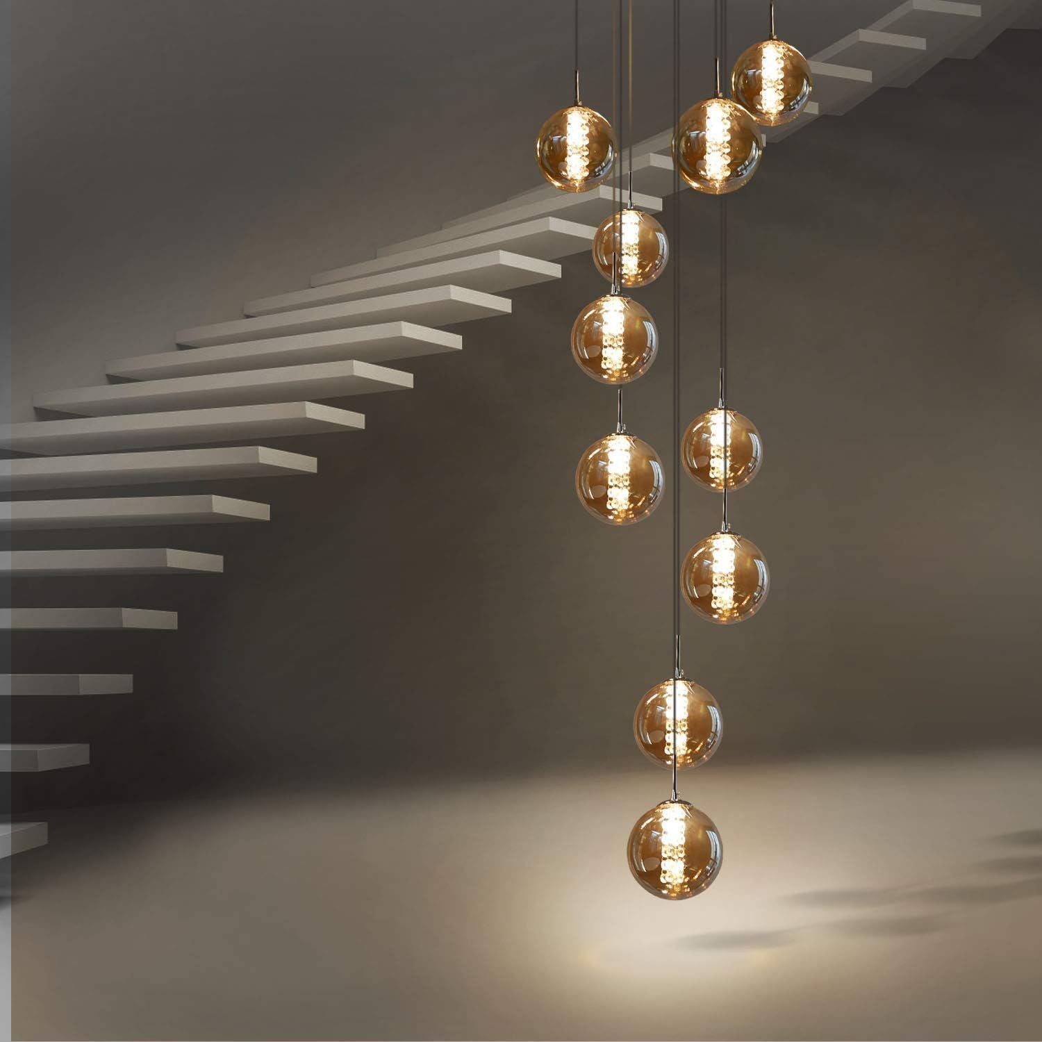 Nettlife Pendelleuchte Glas esstisch 150CM Höheverstellbar 3/4/6/10/15 Flammig Kronleuchter, Höheverstellbar, LED wechselbar, Warmweiß, für Küchen Wohnzimmer Schlafzimmer Flur