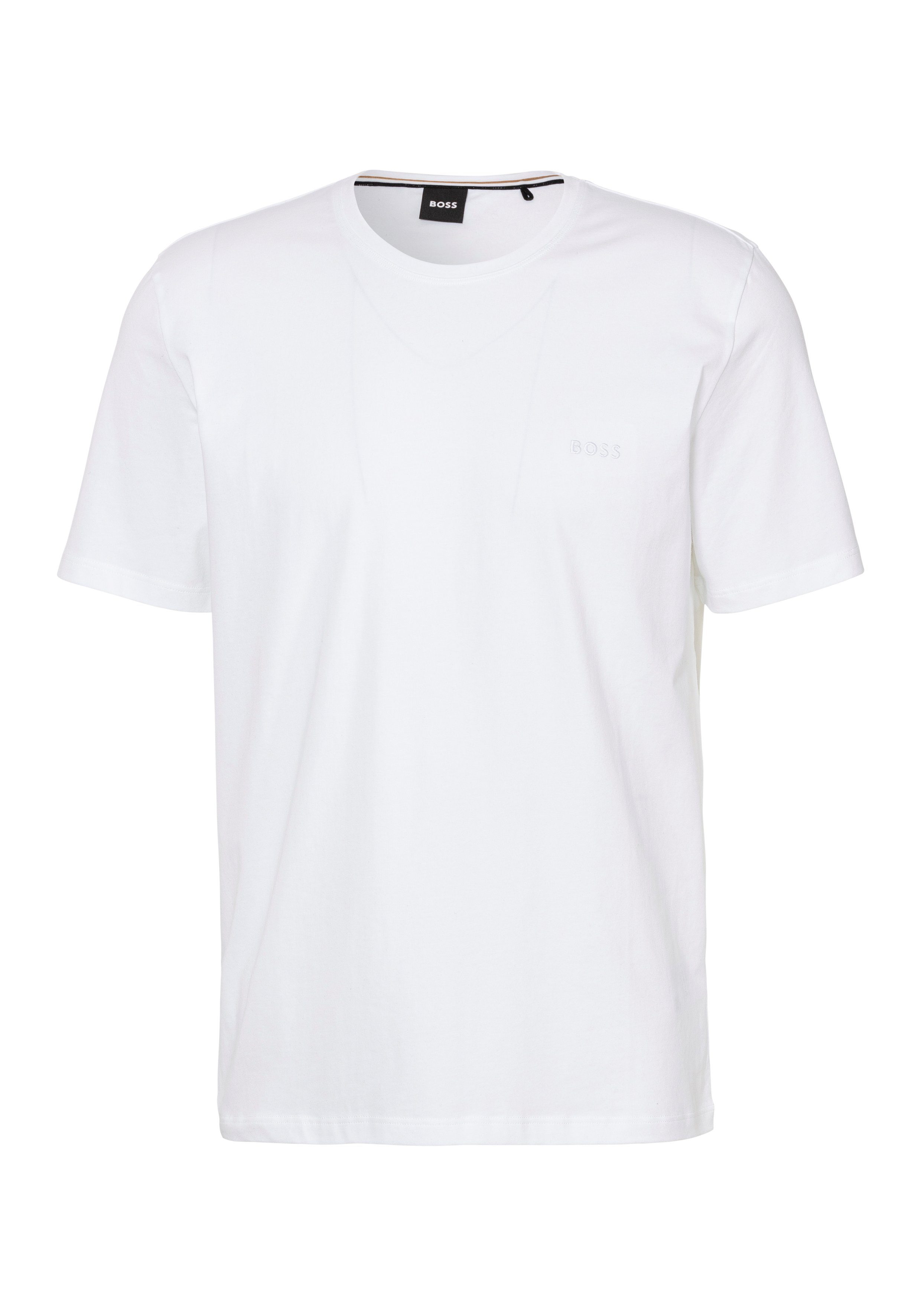 BOSS T-Shirt Mix&Match T-Shirt R mit BOSS Stickerei auf der Brust White 100