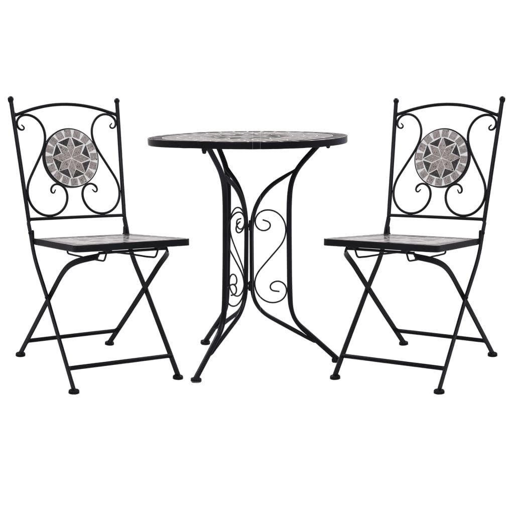 Keramik vidaXL Bistro-Set Mosaik Gartenlounge-Set Grau, 3-tlg. (3-tlg)