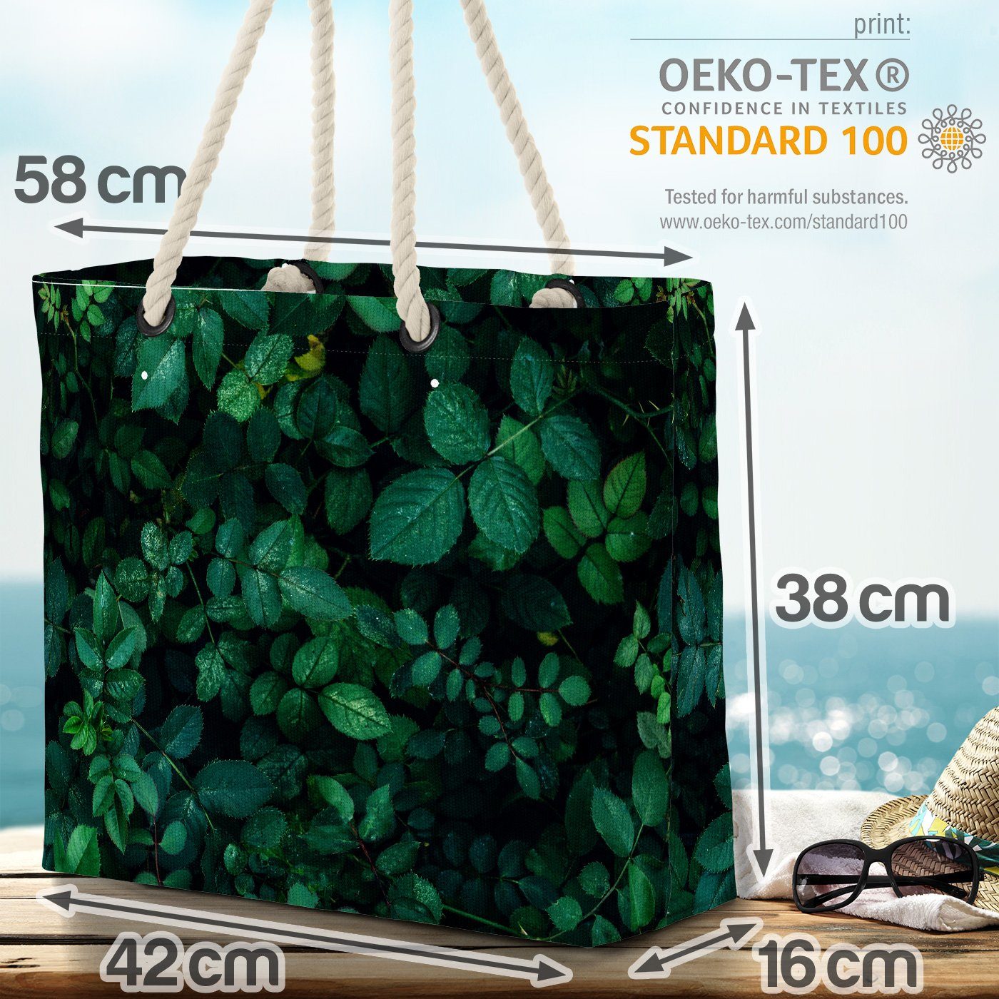VOID Strandtasche (1-tlg), Küche pflanze Green Kräuter Bag Beach grün Laubwerk blatt Wald natürlich leaves