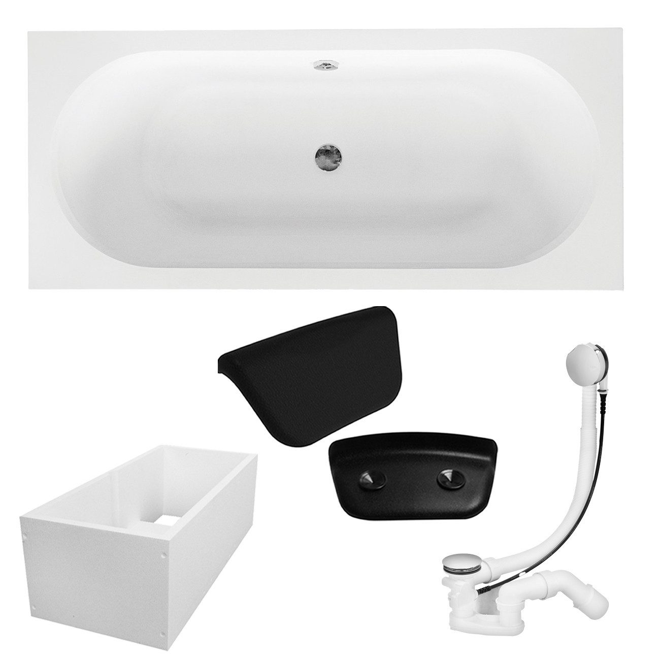 KOLMAN Badewanne Rechteck VITAE 150x75 mit Wannenträger + Kopfstütze