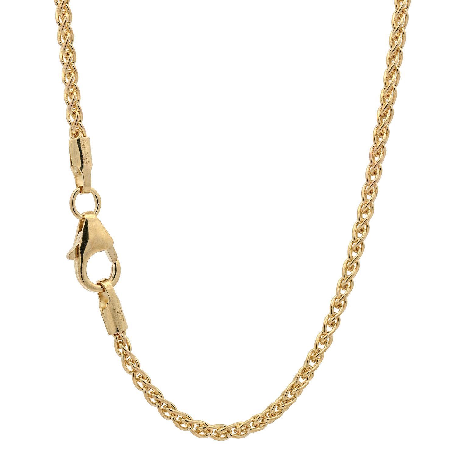 HOPLO Goldkette Goldkette Zopfkette Halskette Breite 1,4 mm 42 cm 333 - 8 Karat Gold