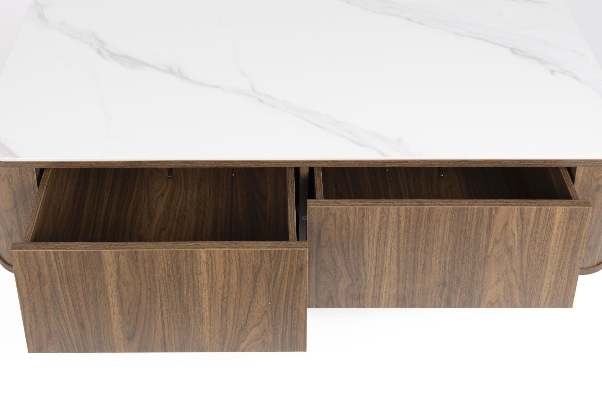 Vintagehaus Couchtisch Almira Warm-Scandi 2-Schub Marmoroptik – Bild 3 von 5