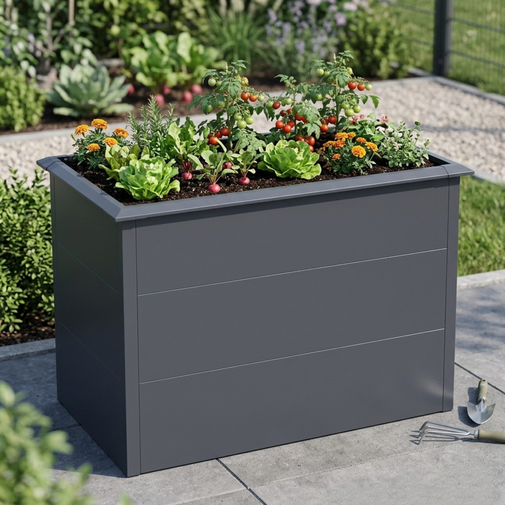 ESTEXO Hochbeet Design Gemüsebeet Pflanzbeet 100x50x77 cm mit Schneckenkante Anthra