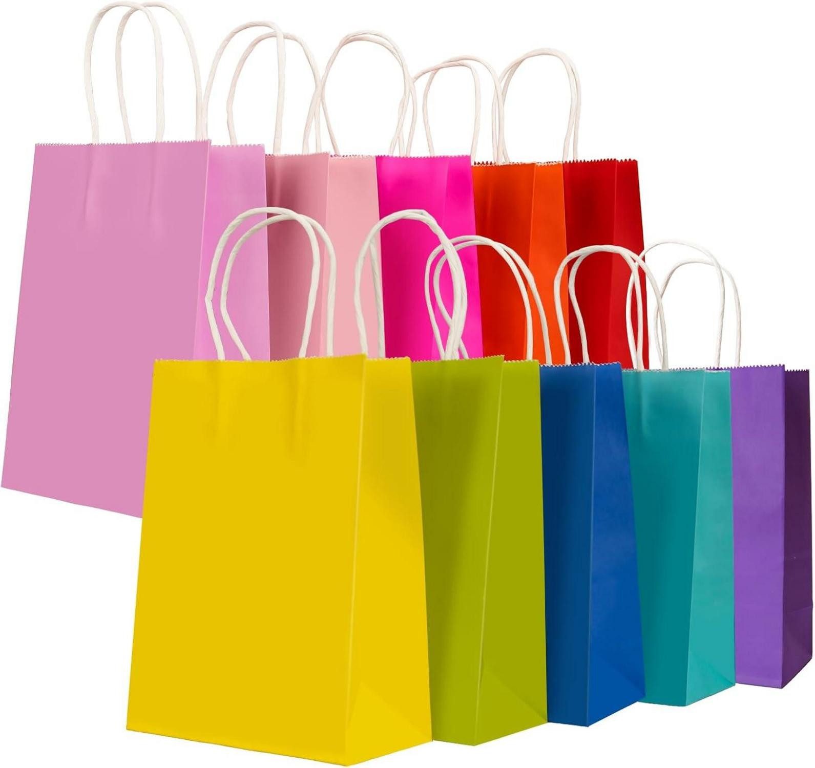 Packpapier 30er Set Kraftpapiertüten 10 Farben Henkel Geschenktüten 21x15x8cm