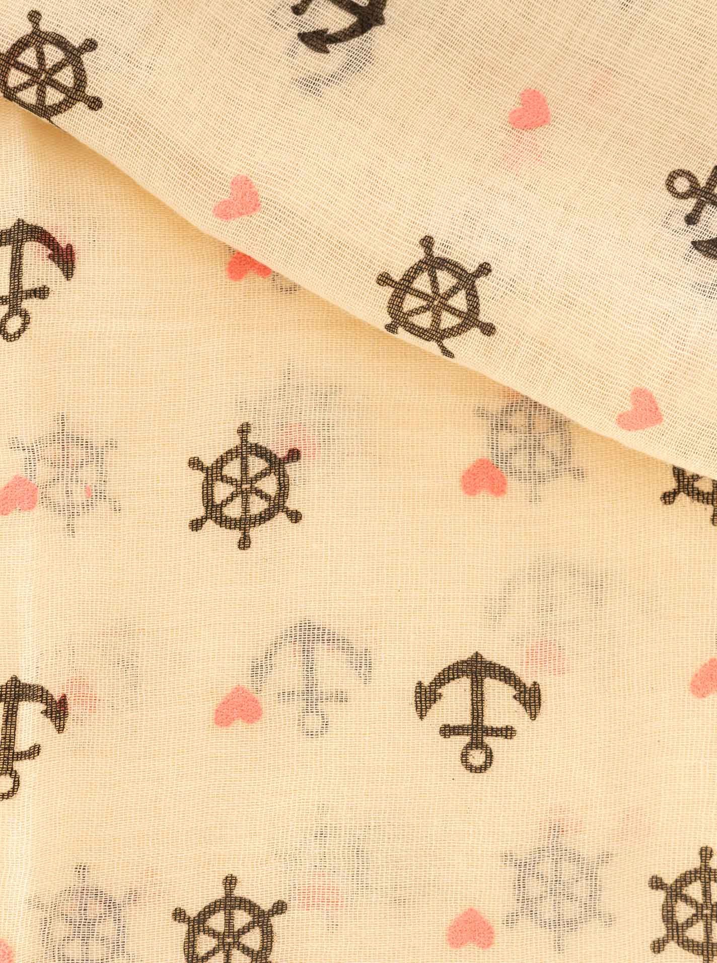 Zwillingsherz Schal "Anker", Ankermotiv, leichter Stoff, maritimer Look