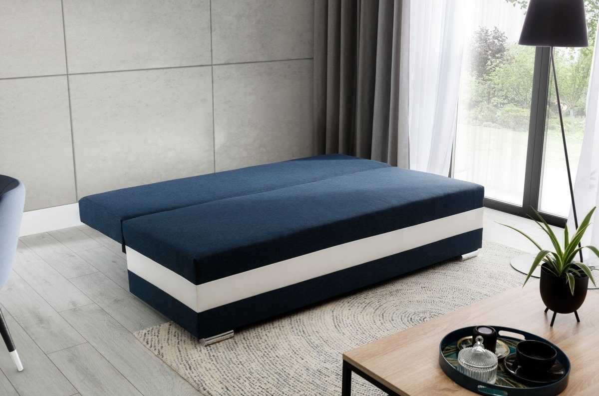 mit Schlaffunktion Blau/Weiß Carina, Luxusbetten24 Sofa