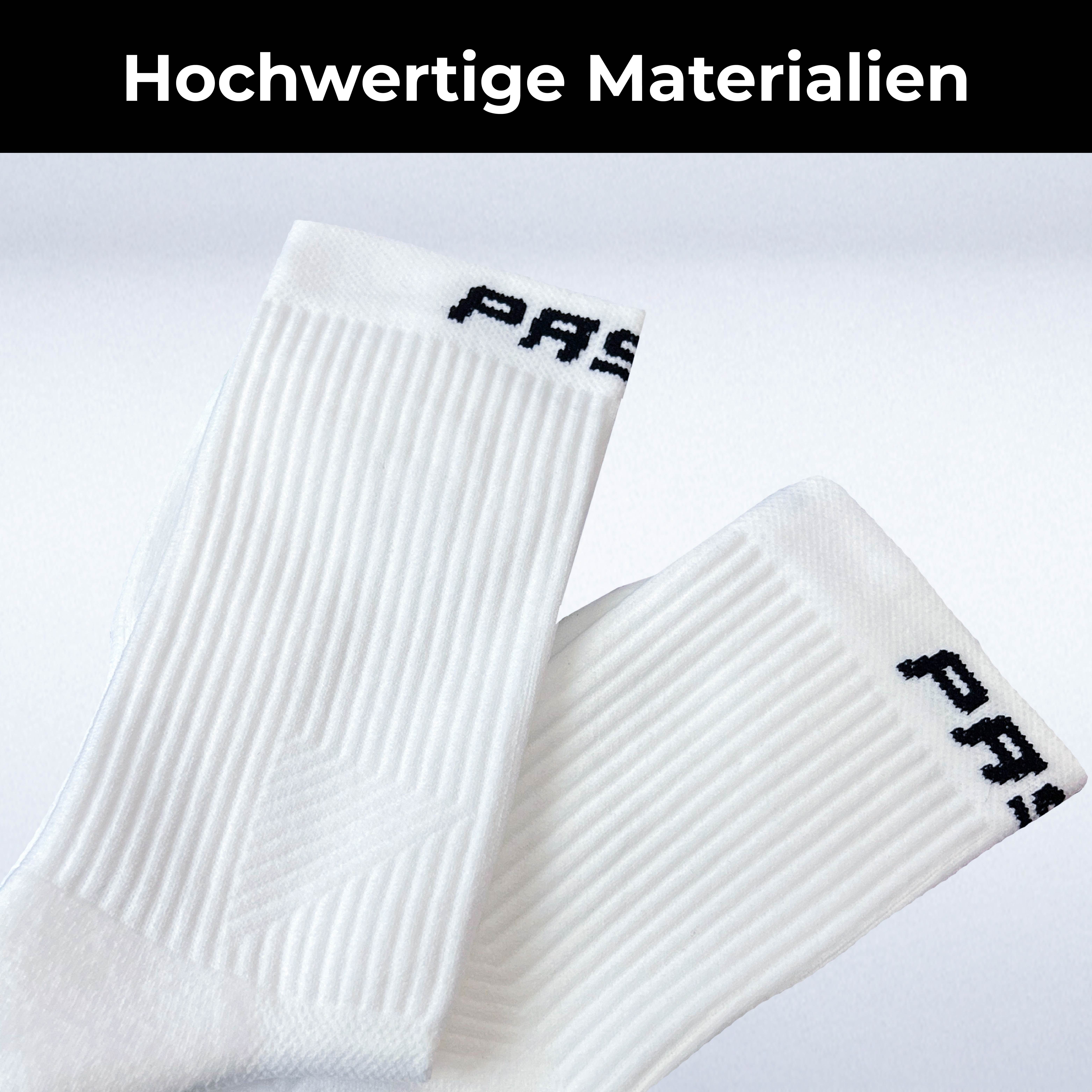 PASTE® Sportsocken & Fußballsocken (3 Paar) Gr. 39-47 für Herren & Damen (atmungsaktiv) (Set, Schwarz / Weiß) Anti-Rutsch Sport Socken für Erwachsene & Jugendliche Made in Italy