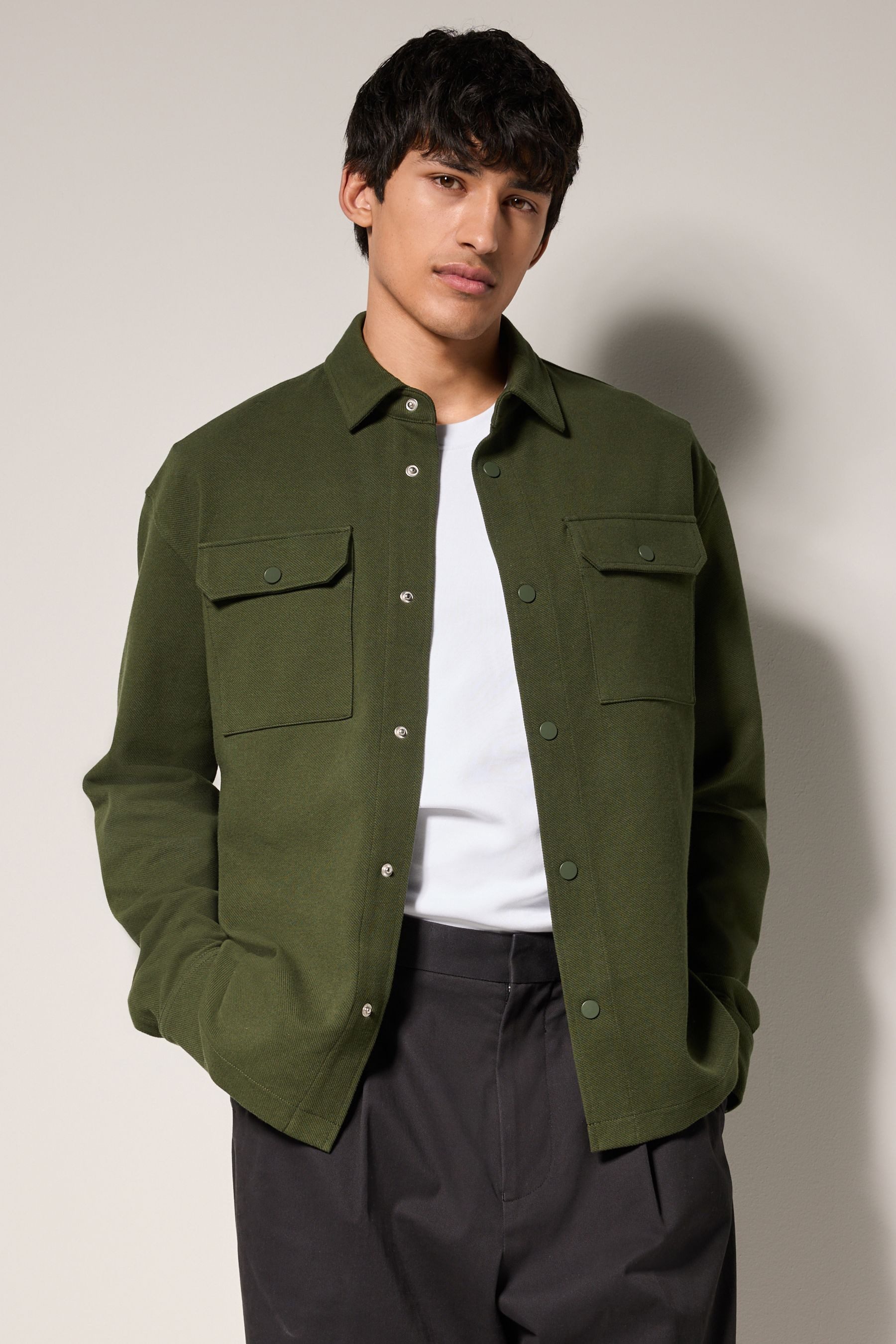 Next Hemdjacke Hemdjacke mit Druckknopfverschluss aus Jersey (1-St)