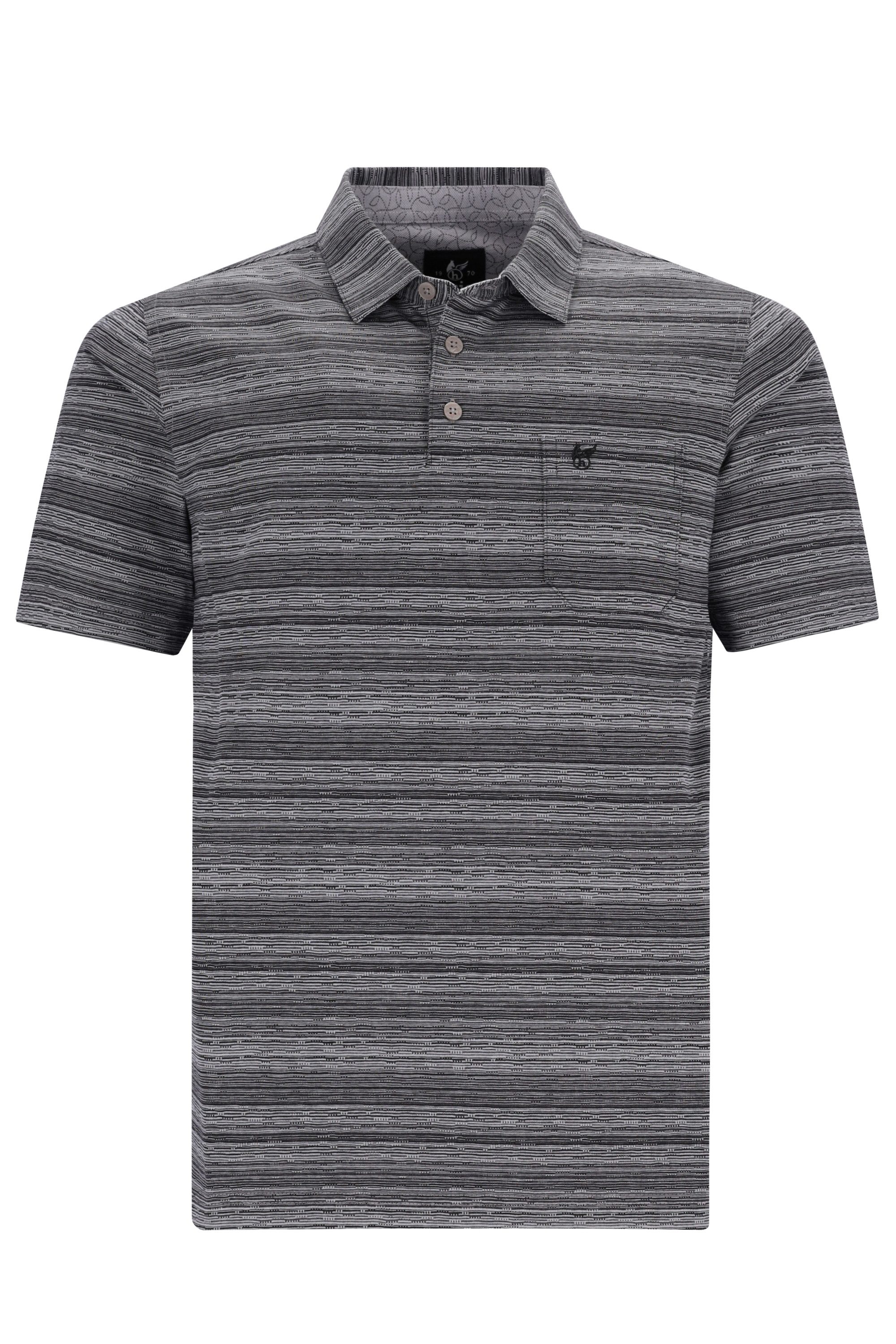 Hajo Poloshirt H Poloshirt Stay FreshJacquard Queroptik schwarz