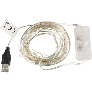Idena LED-Lichterkette 120er, Micro-LED, mit USB-Stecker, warmweiß, 13,4 m, mit Schalter