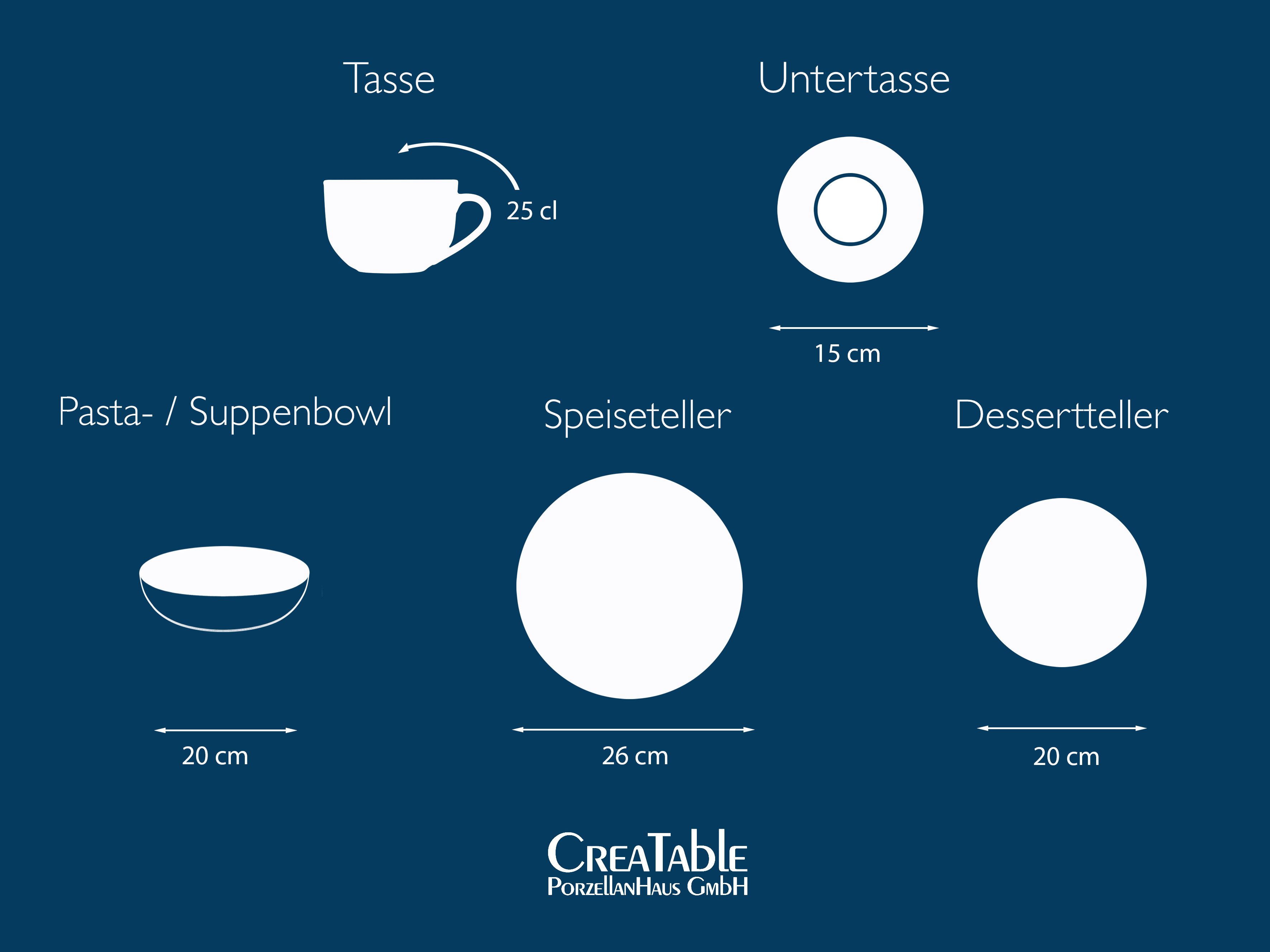 CreaTable Kombiservice Chef Collection Black Line, Kombi-Service 30-tlg (30-tlg), 6 Personen, Porzellan, Daily Use, Zeitlos