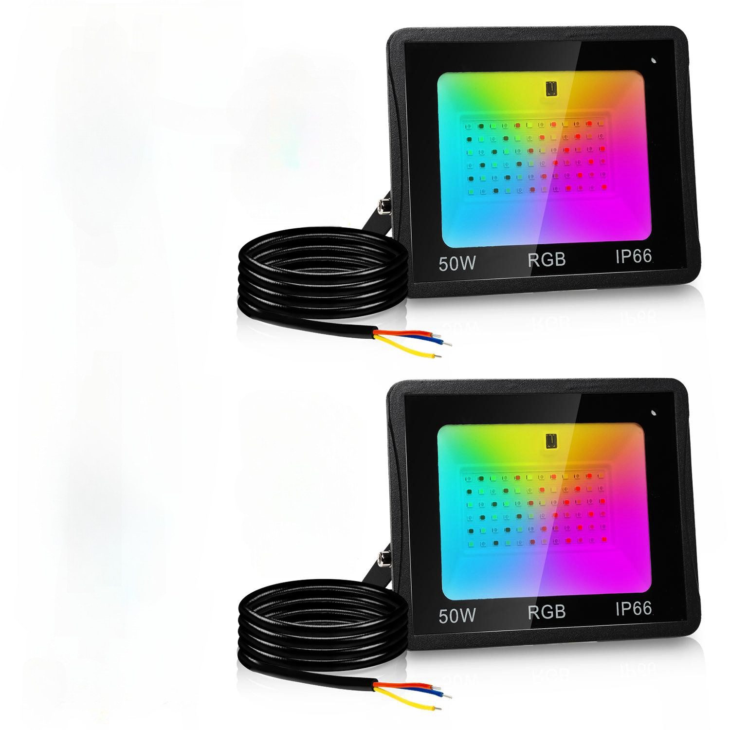 Clanmacy LED Flutlichtstrahler 2x50W LED Flutlichtstrahler RGB LED Strahler günstig online kaufen