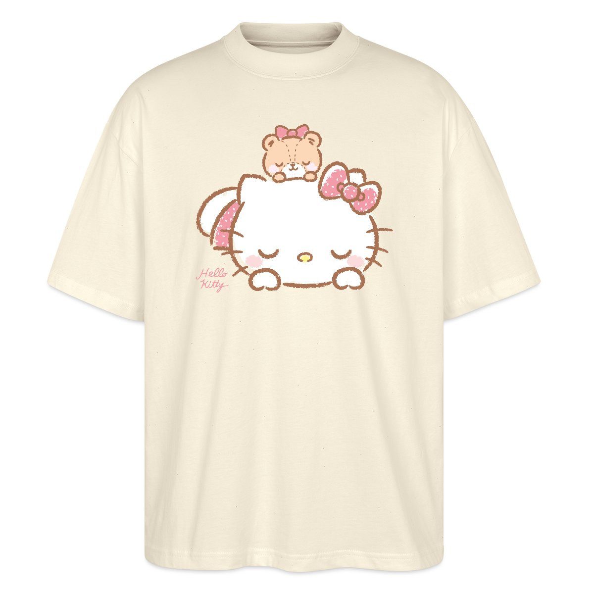 T-Shirt Hello Kitty Mit Teddy Auf Dem Rücken Oversize Unisex T-Shirt