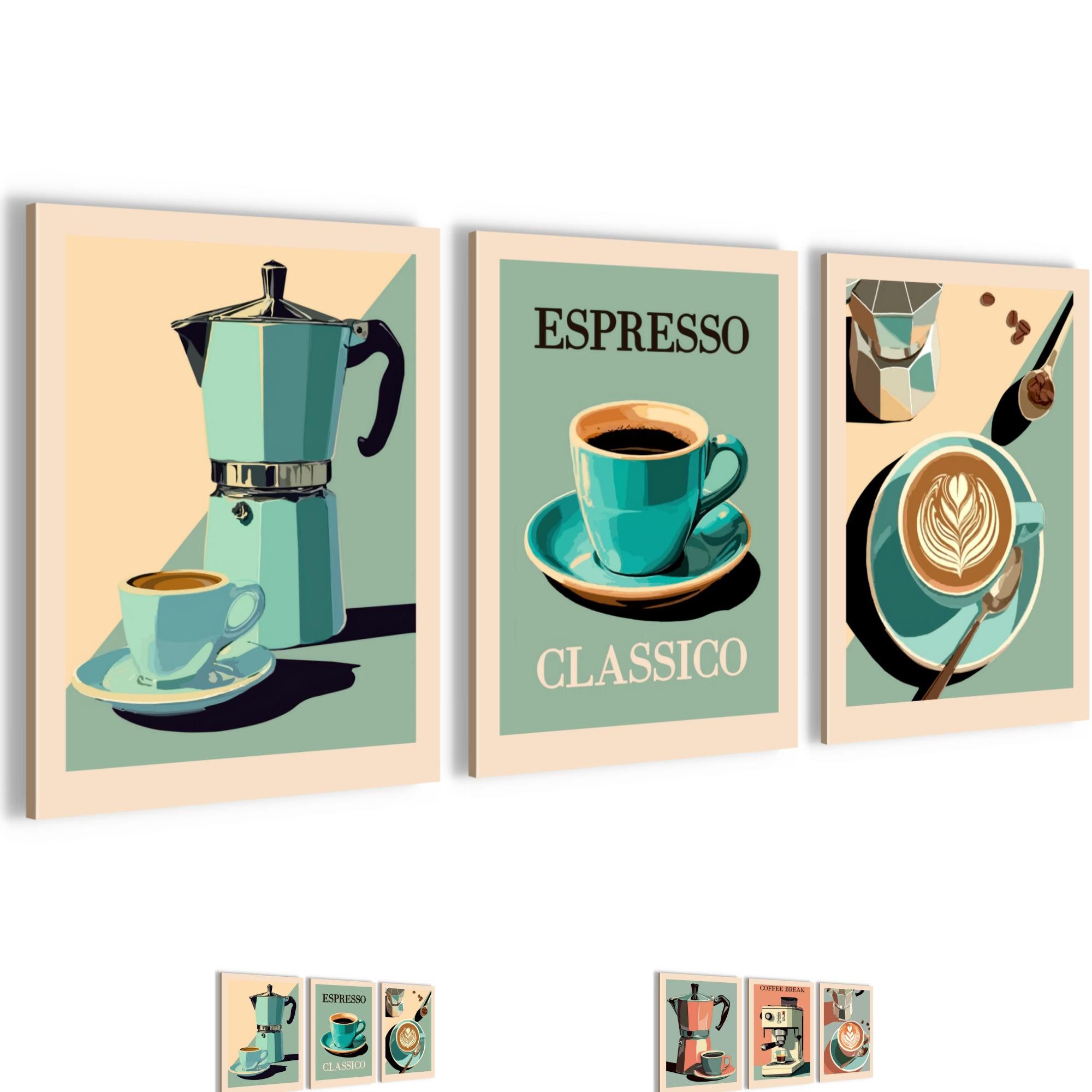 Novart Wandbild Küchenbilder Kaffee Retro Bilder Küche Esszimmer Cafe Bar Deko, made in Germany, moderne Wandbilder, Küche