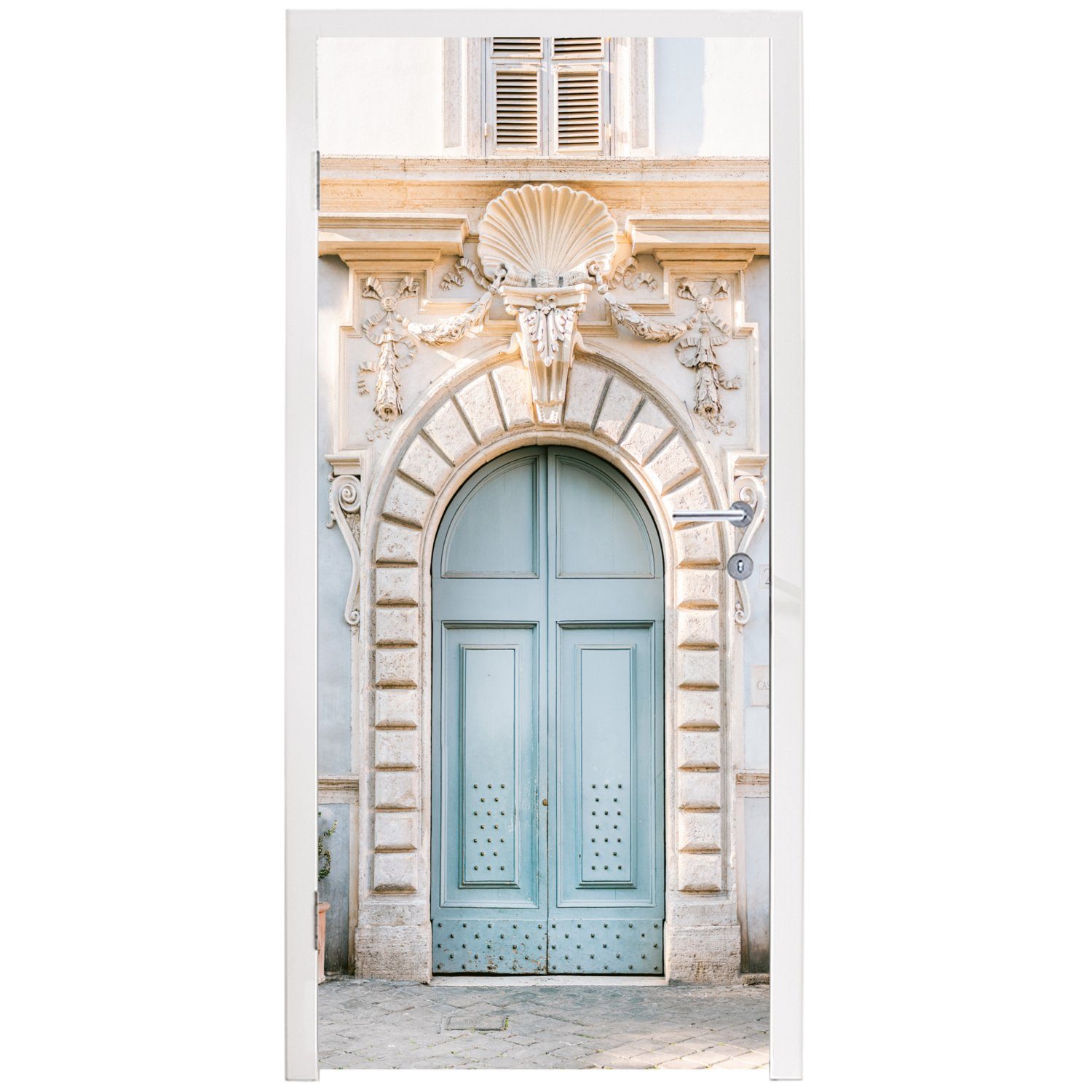 Türaufkleber, Haus, MuchoWow 75x205 St), - Fototapete cm Tür, - Tür Matt, Blau - für Architektur (1 Türtapete bedruckt,