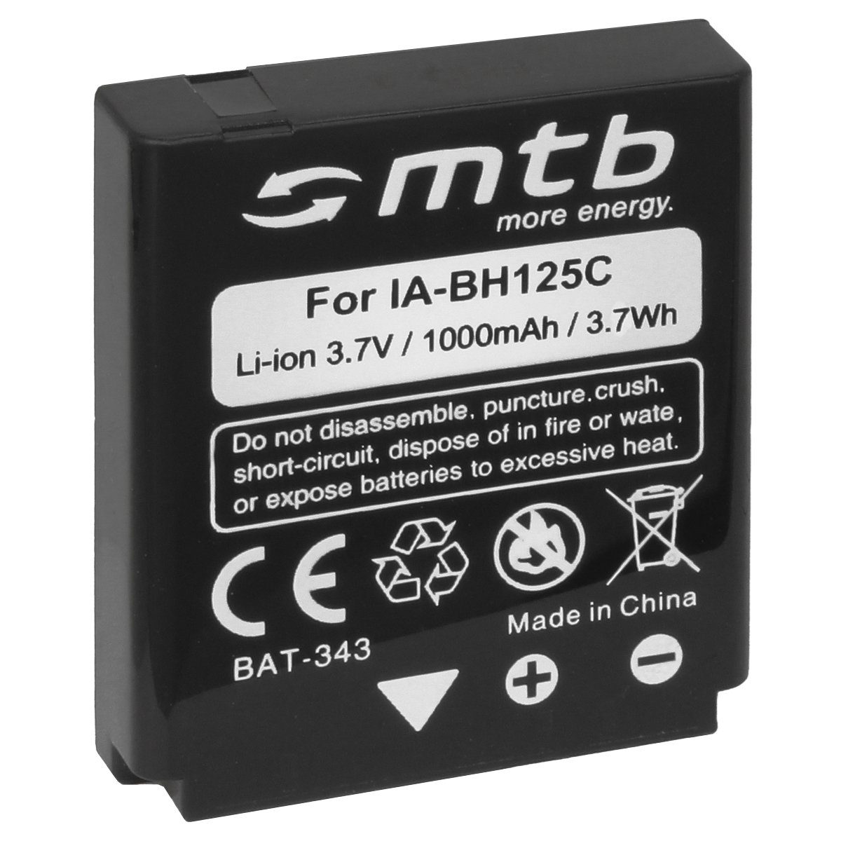 mtb more energy [BAT-343 - Li-Ion] Kamera-Akku kompatibel mit Akku-Typ Samsung IA-BH125C 1050 mAh (3,7 V), passend für: Samsung HMX-R10…