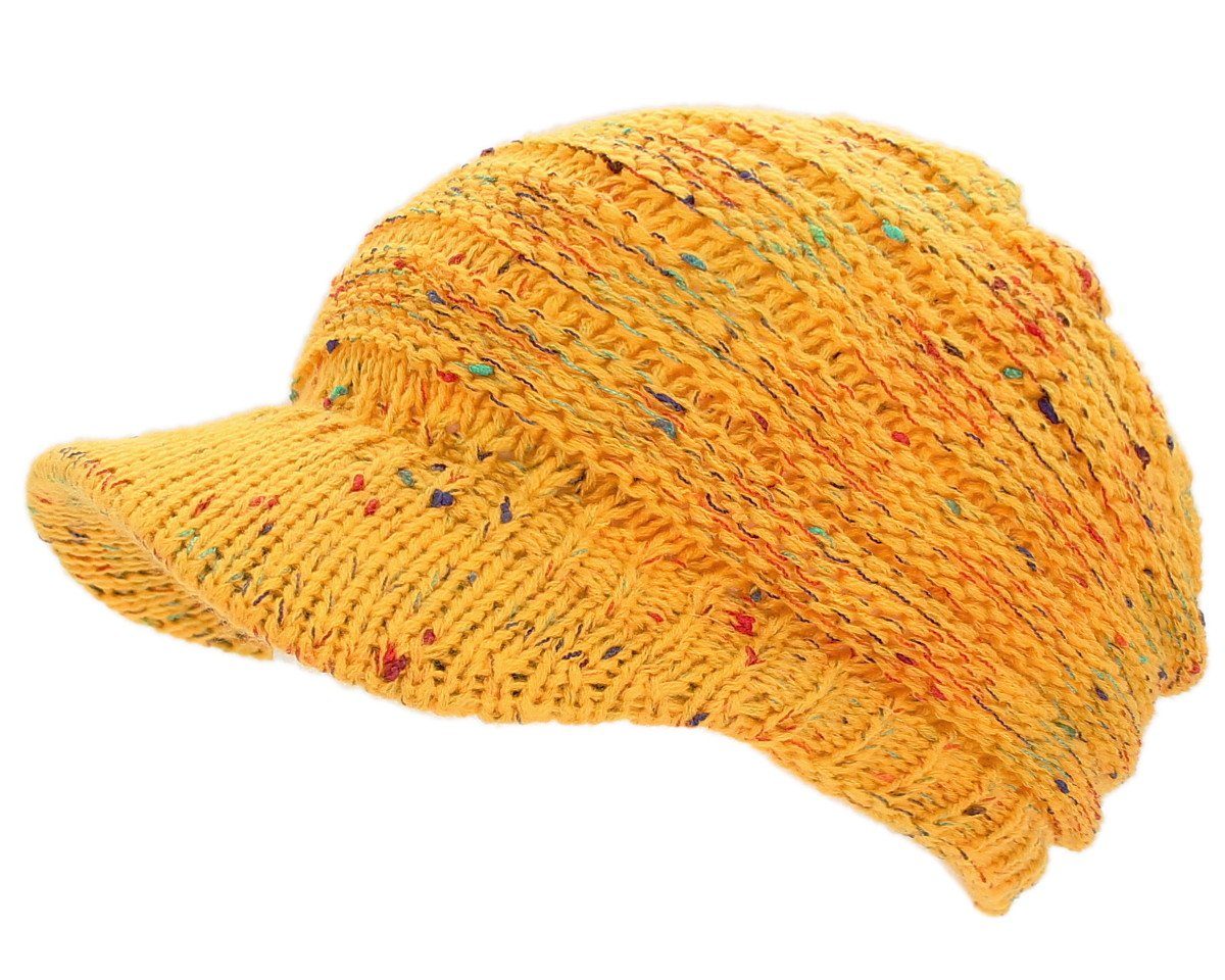 Schirmmütze Damen Strickmütze Bunt Gestrickte Schirmmütze Winter Mütze mit Schirm