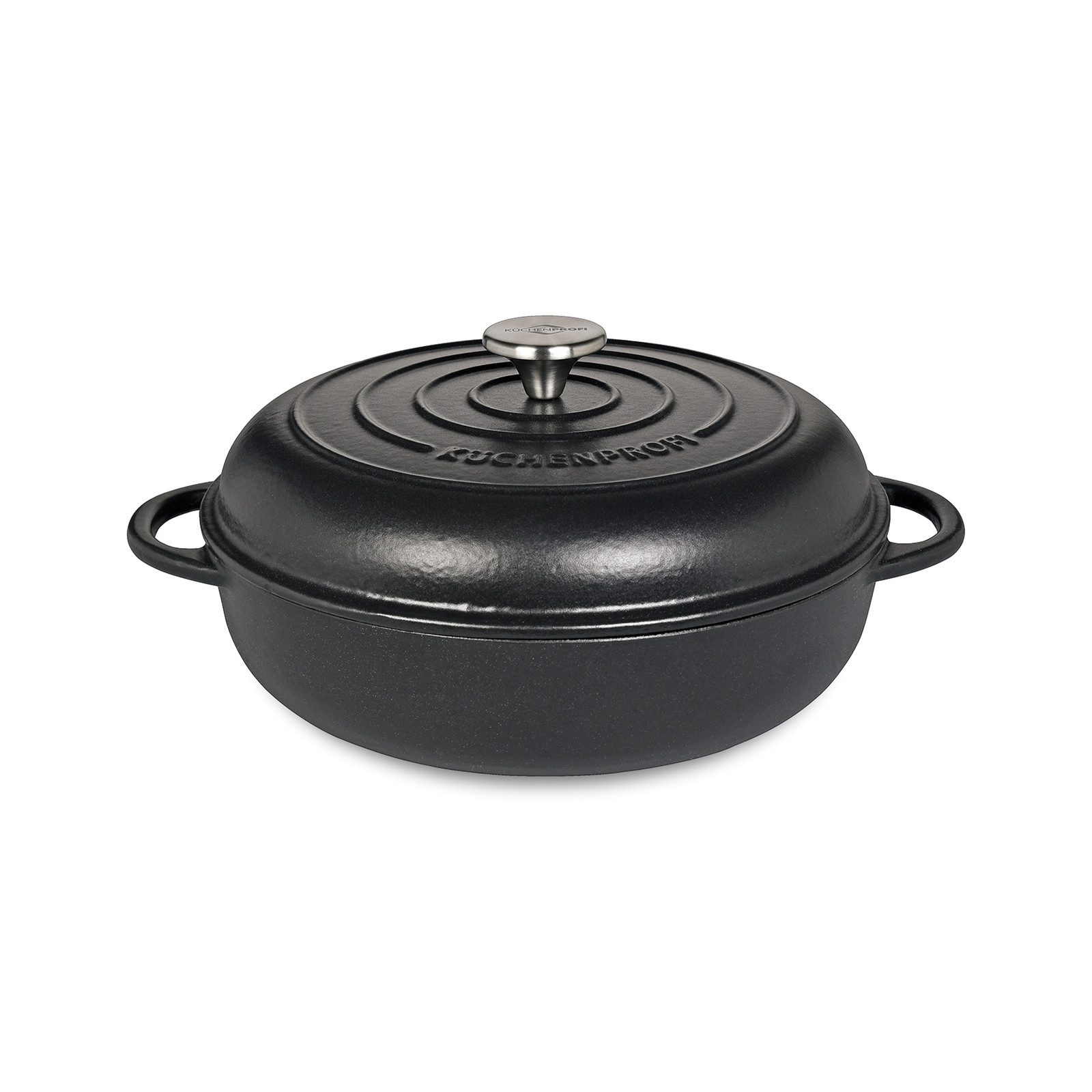 Küchenprofi Bratpfanne Gourmetpfanne mit hohem Deckel, Gusseisen (1-tlg), für den Grill geeignet