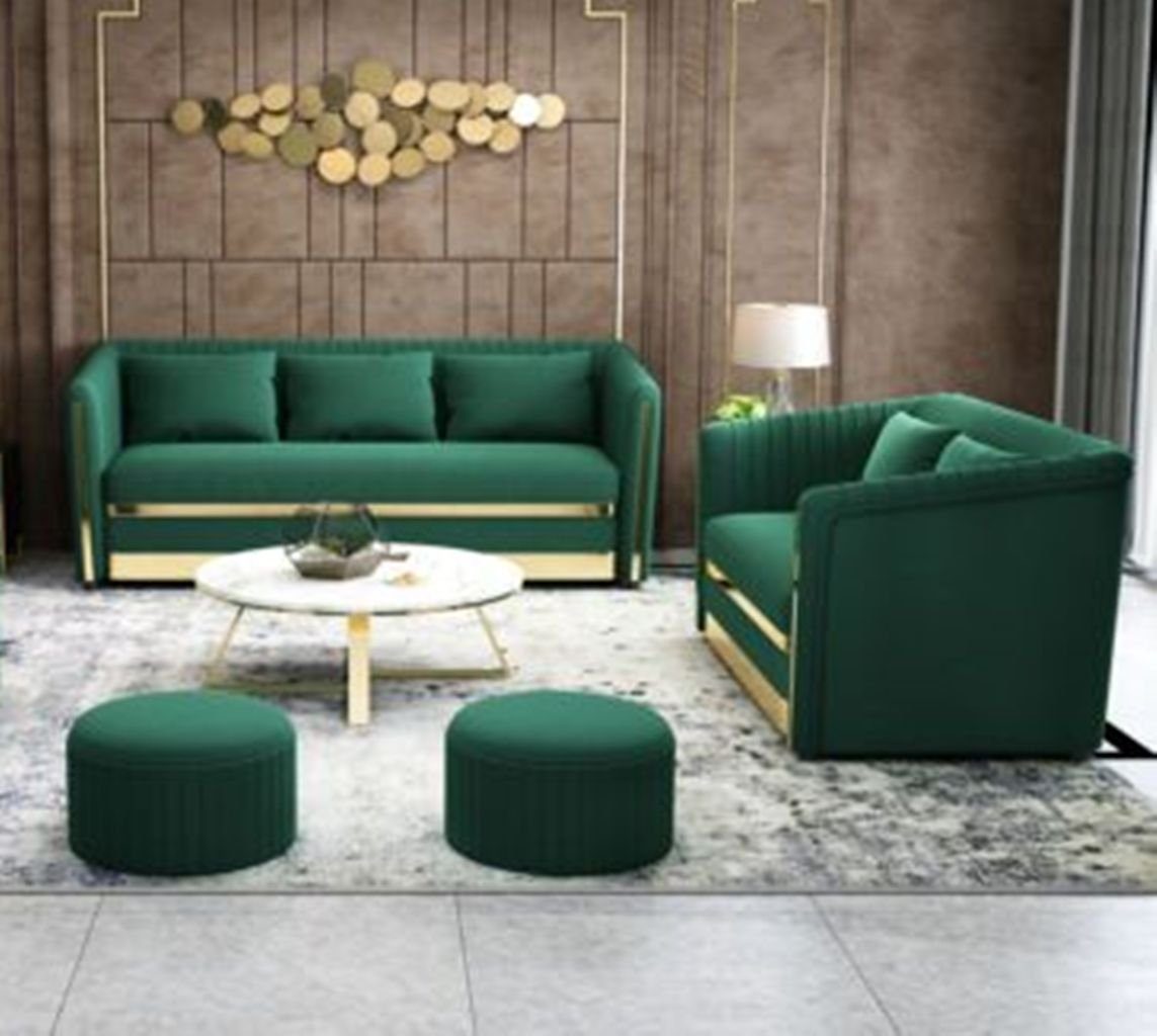 Couchen Sitz JVmoebel Sofas 3+2+2 Couch Samt Leder Polster Wohnzimmer-Set, Sofa Garnitur