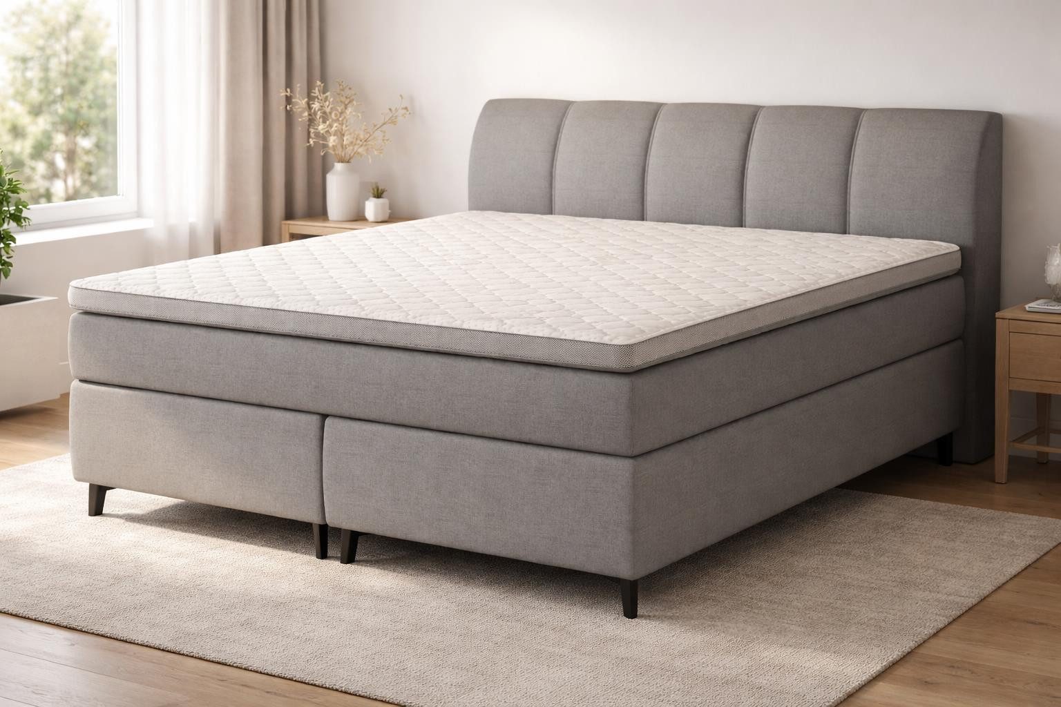 möbelando Boxspringbett PlushEvo, in Anthrazit - 190x108x216 (BxHxT)