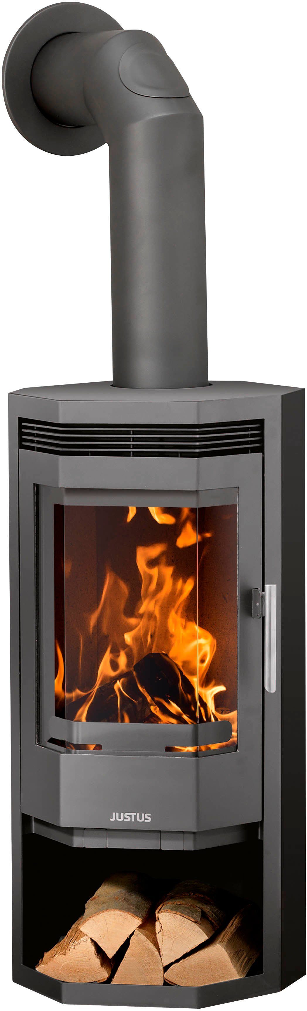 JUSTUS Kaminofen Usedom 5 Stahl, 5,0 kW, Zeitbrand, Holzfach, prismatische  Scheibe | Kaminöfen