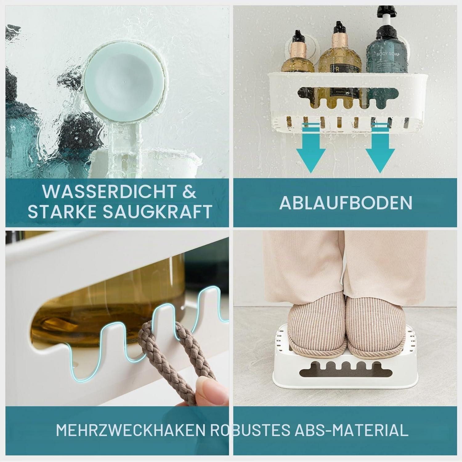 LuxusKollektion Duschkorb Duschablage Saugnapf Stark Weiß (1 St)