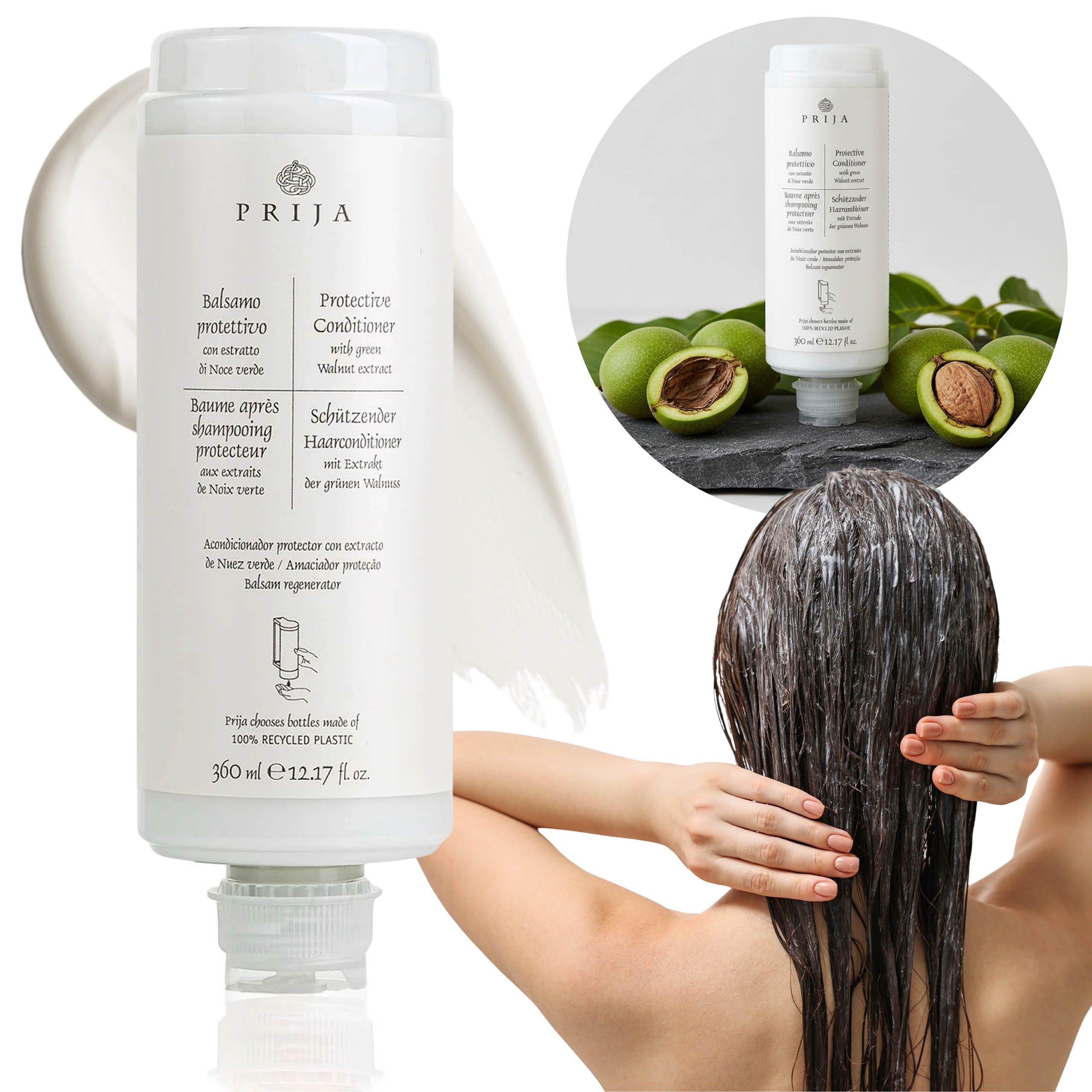 PRIJA Haarspülung PRIJA Haarspülung mit Walnussextrakt, vegan, Nachfüllpackung 360 ml, 1-tlg.