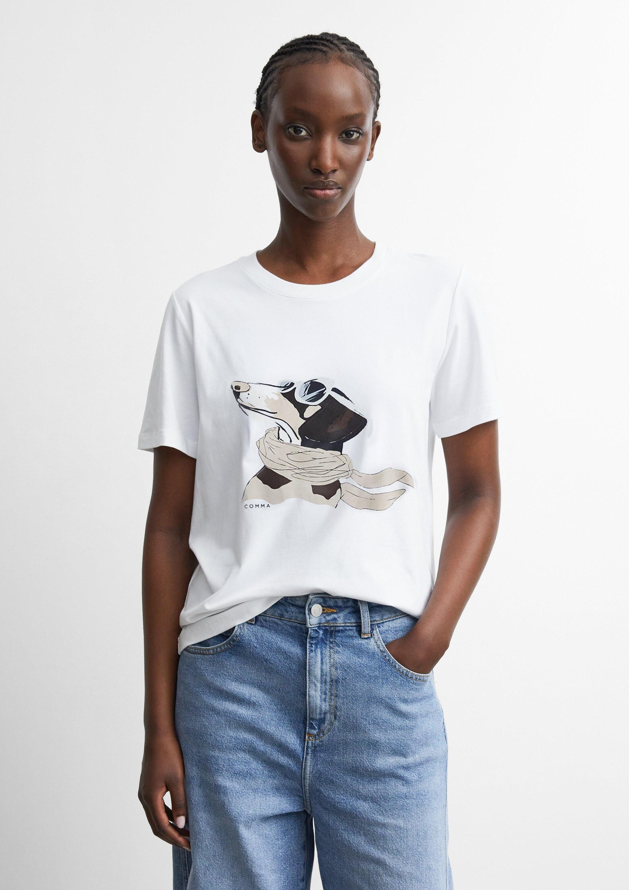 comma Kurzarmshirt T-Shirt T-Shirt mit Artwork
