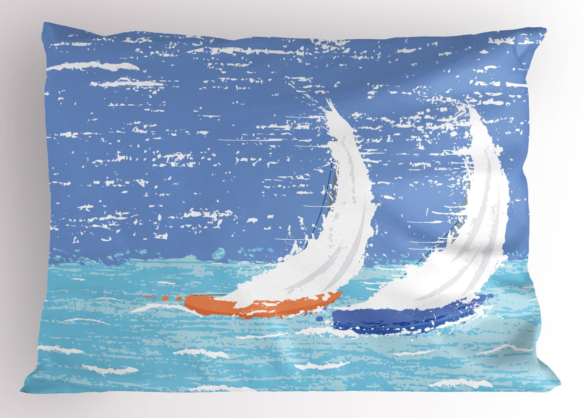 Segelboot-Ozean Abakuhaus Kissenbezüge Grunge (1 Nautisch Stück), King Gedruckter Kissenbezug, Dekorativer Standard Size