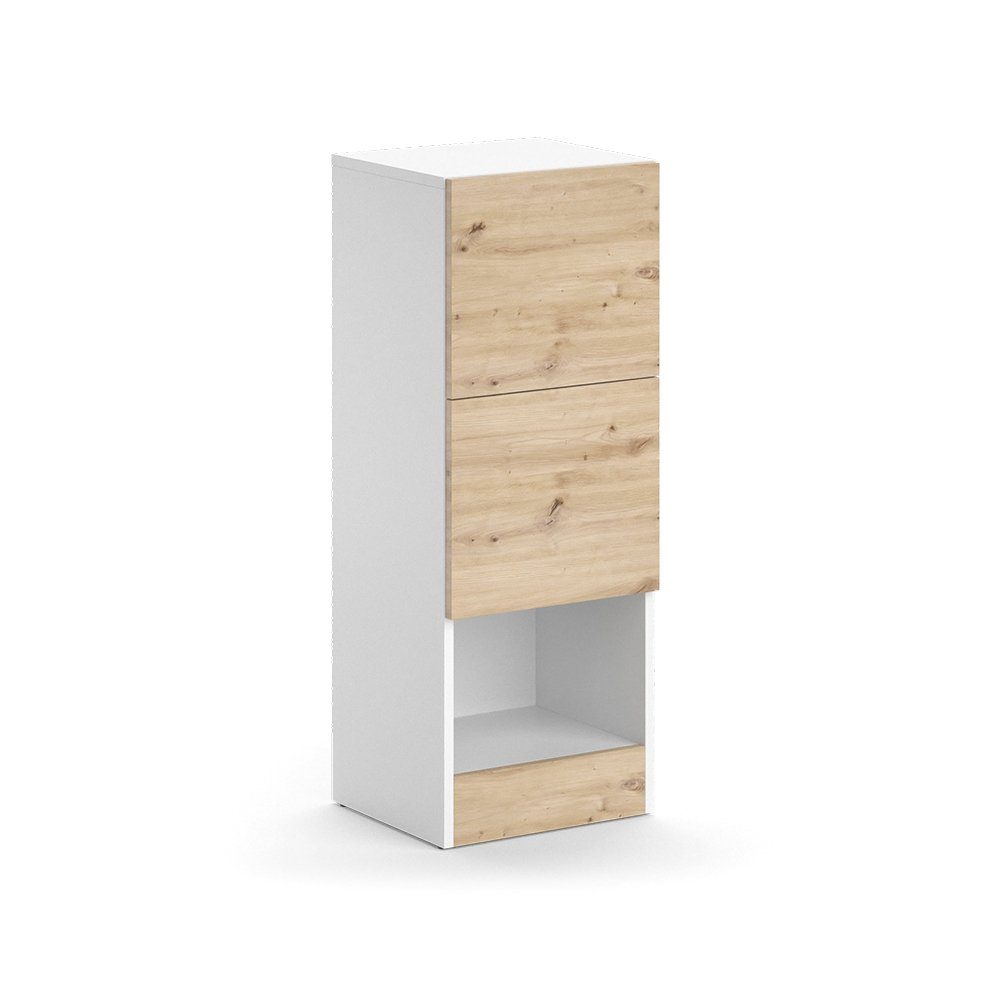 Vicco Midischrank Alf Weiß/Eiche 35 x 92 cm mit 2 Schubladen günstig online kaufen
