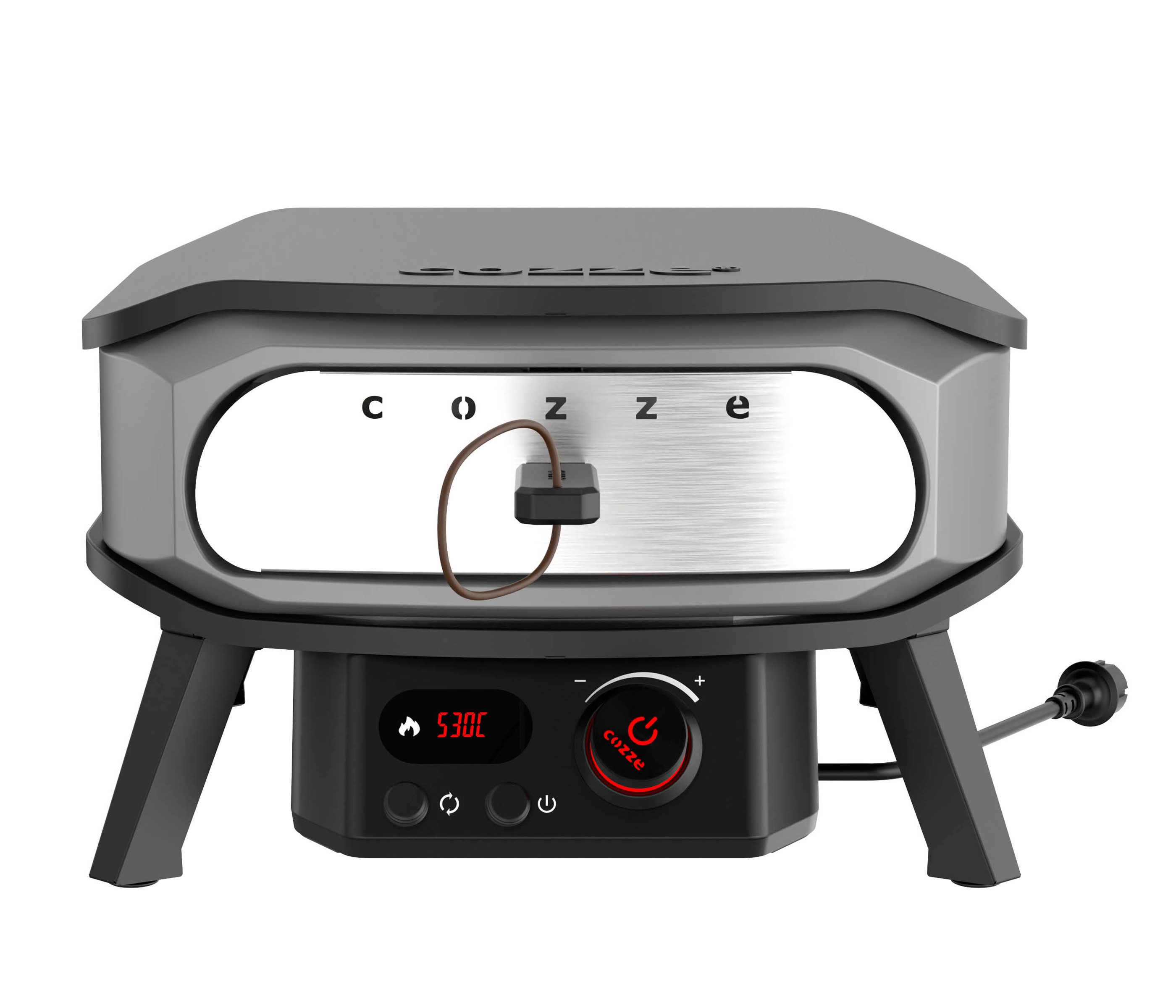 COZZE Pizzaofen Elektrischer Pizzaofen Premium Rotate 13", inkl. Pizzastein, Backtemperatur bis 450°C, Grillfläche 34 x 34 cm, 2200 W, 230 V