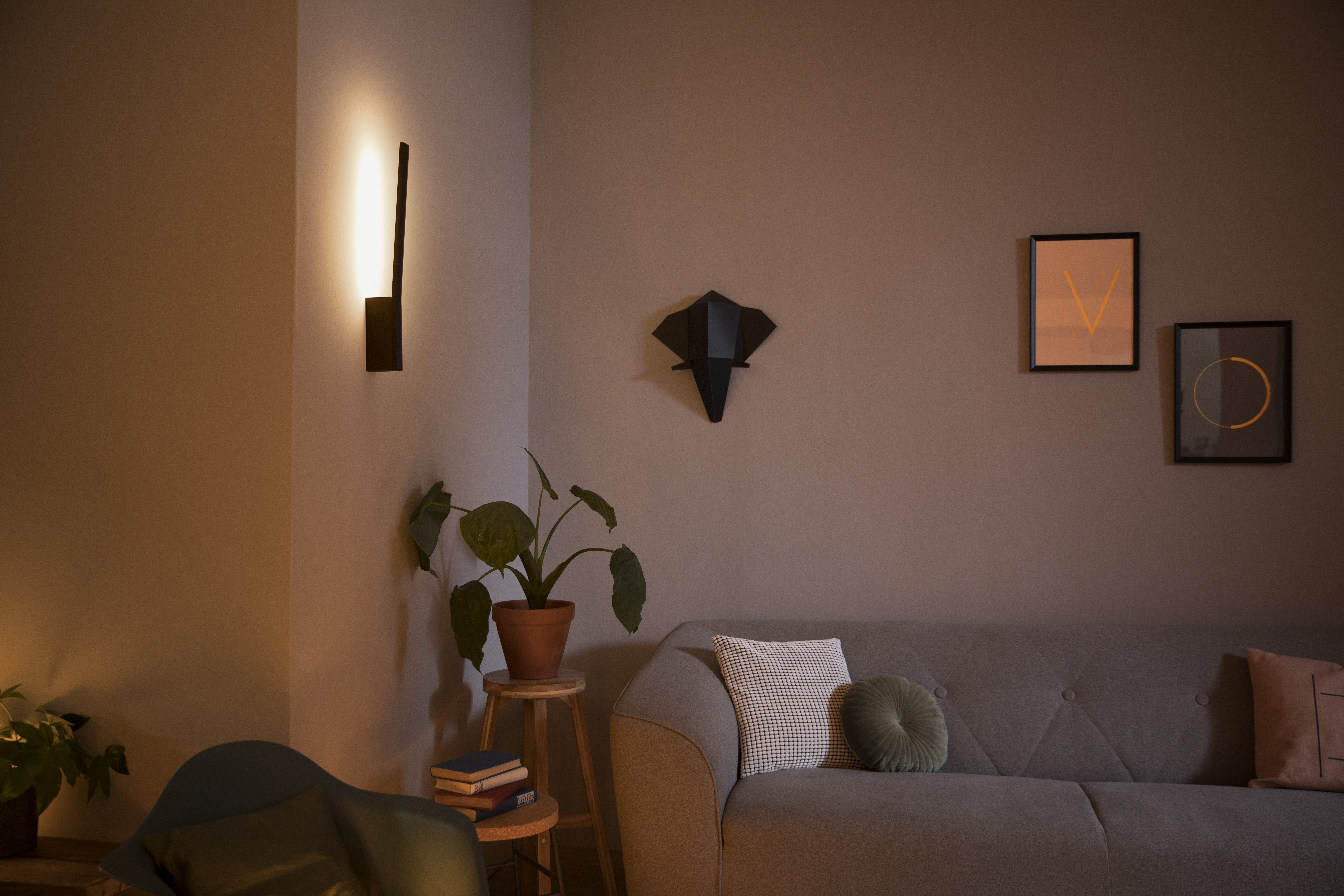Philips Hue LED Wandleuchte White & Color Ambiance Liane Wandleuchte schwarz 740lm, Abschaltautomatik, Bluetooth, CCT - über Fernbedienung, Dimmfunktion, Einschlafhilfe, Farbsteuerung, Farbwechsel, Memory, nach Trennung vom Netz, Nachtlichtfunktion, RGB, Smart Home, Timerfunktion, Weckerfunktion, dimmbar über Fernbedienung, mehrere Helligkeitsstufen, LED fest integriert, Farbwechsler, RGB, warmweiß - kaltweiß, Steuerbar per App und Stimme, Smart Home fähig, Farbfähig und Weißtöne