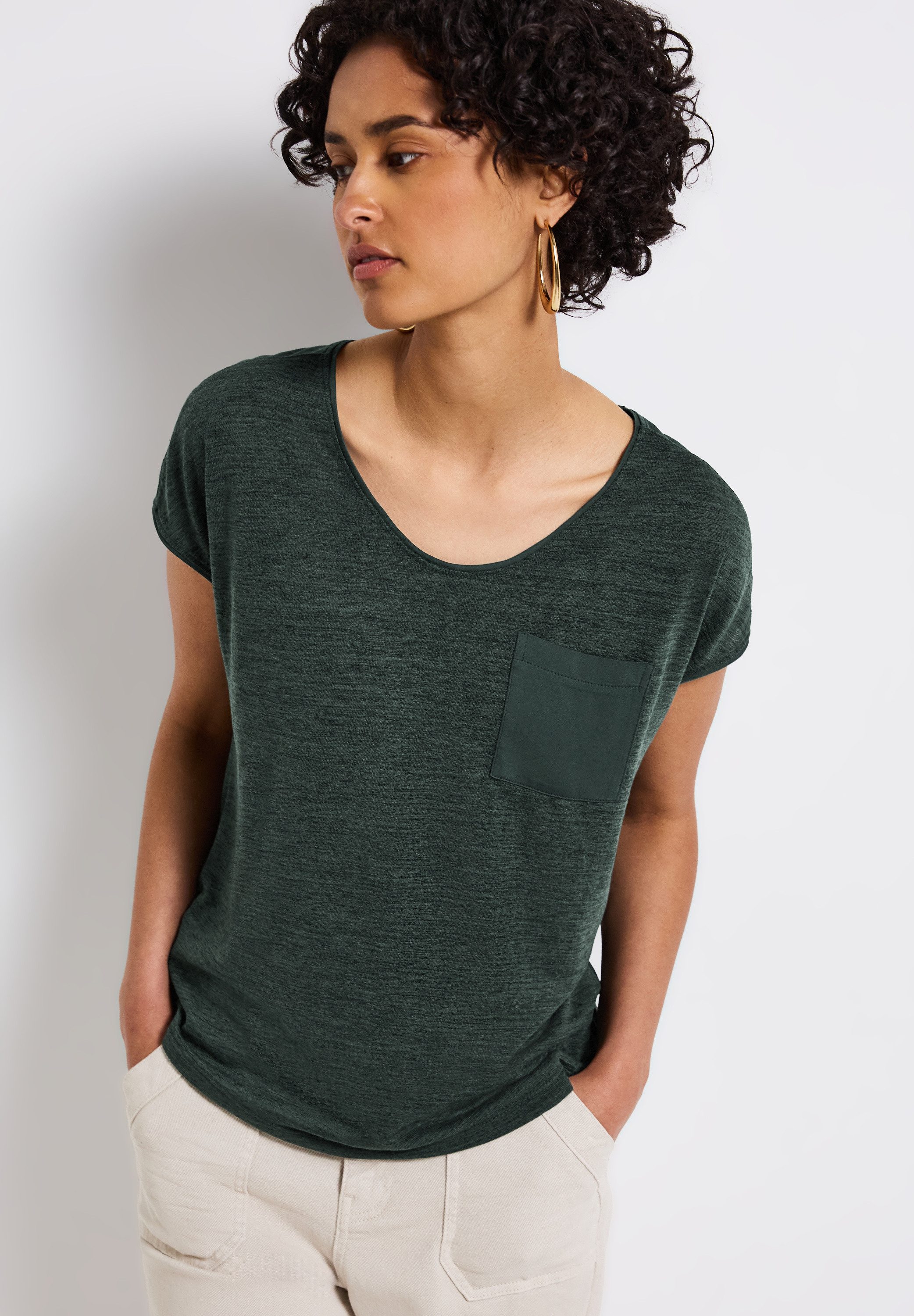 STREET ONE T-Shirt im Leinen-Look und günstig online kaufen