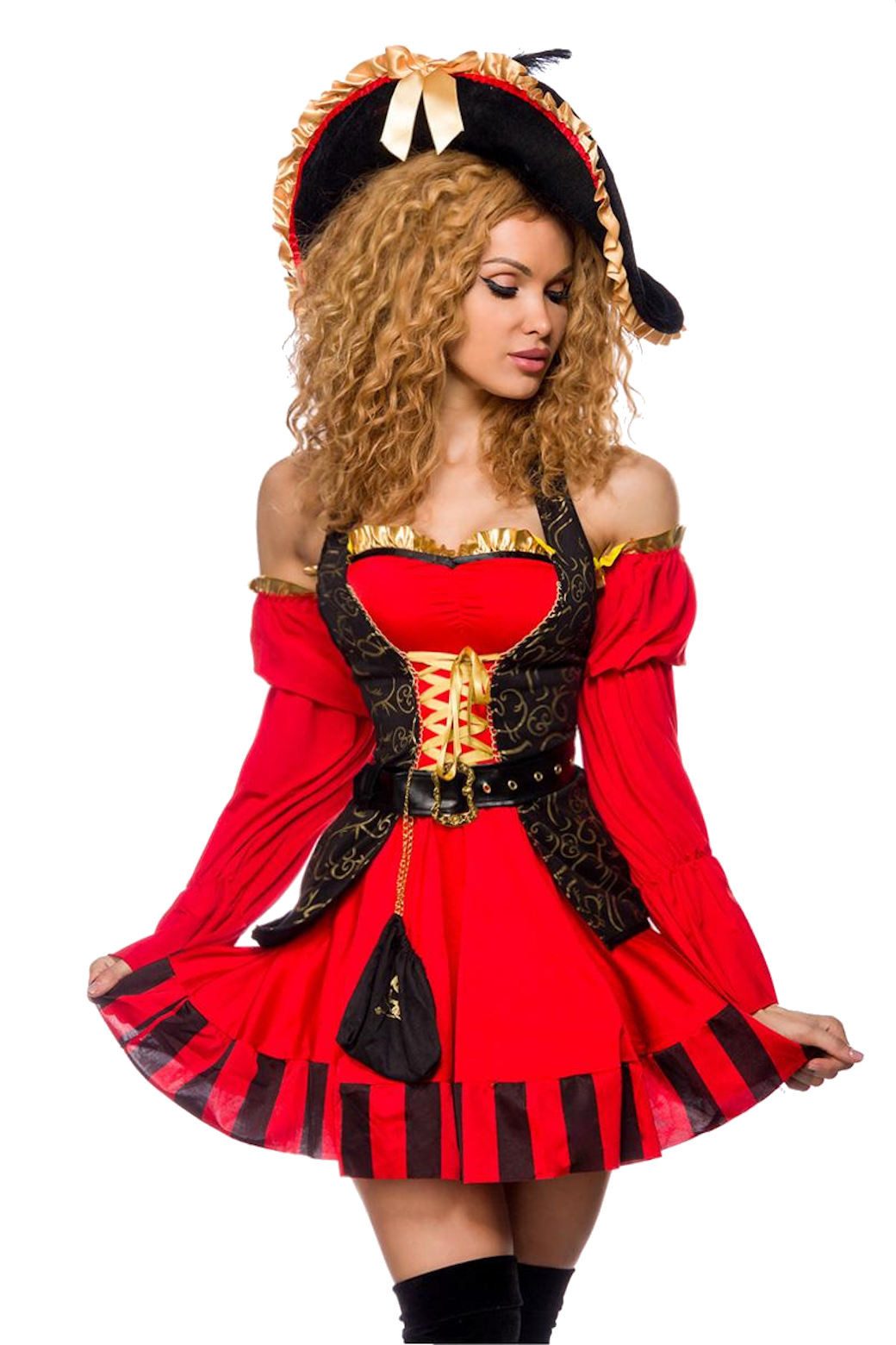 Atixo Piraten-Kostüm 6-tlg. Piraten Kostüm Piratenbraut Halloween Fasching Karneval